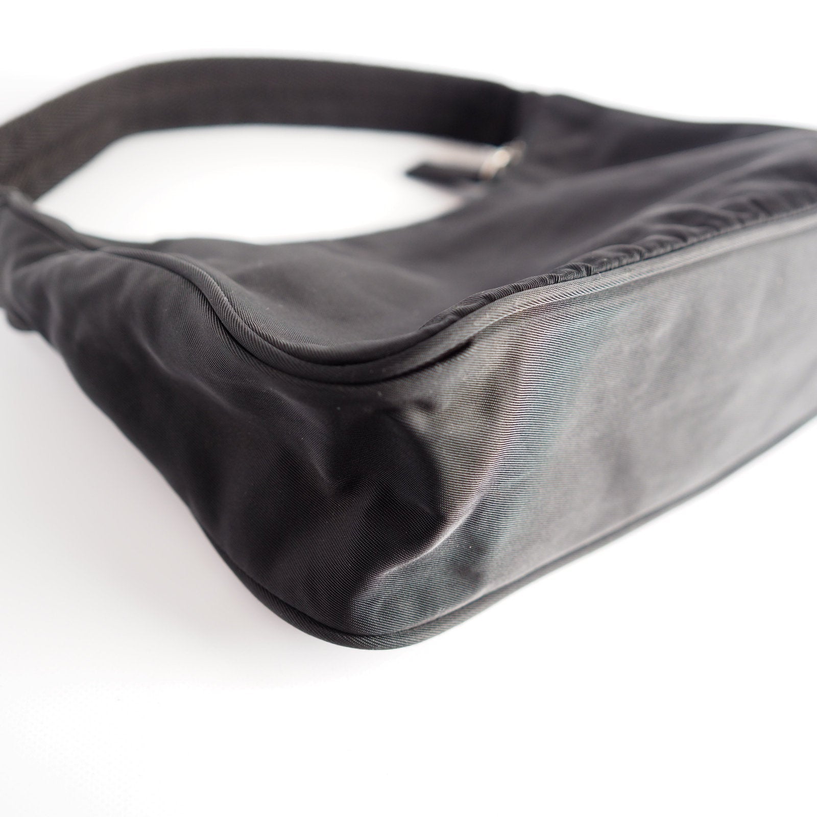 PRADA Nylon Hand Bag Black Logo Purse Authentic