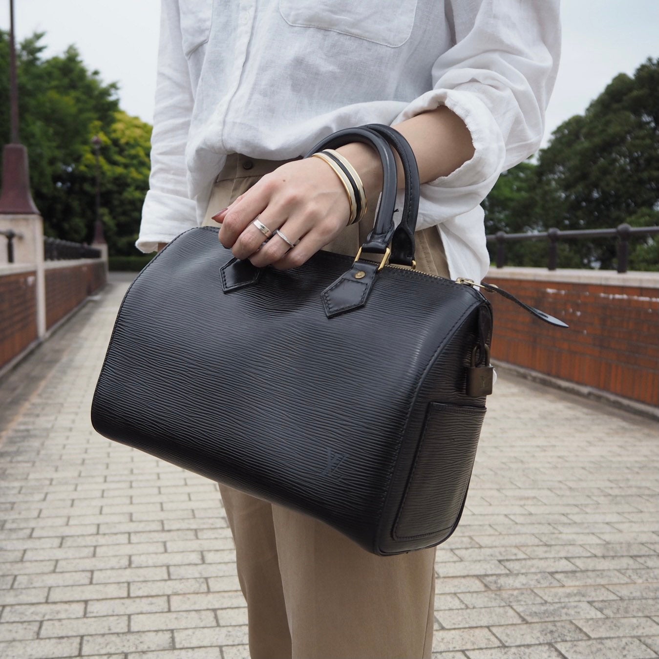 LOUIS VUITTON Speedy 25 Epi Boston Hand Bag M43013 Purse Authentic