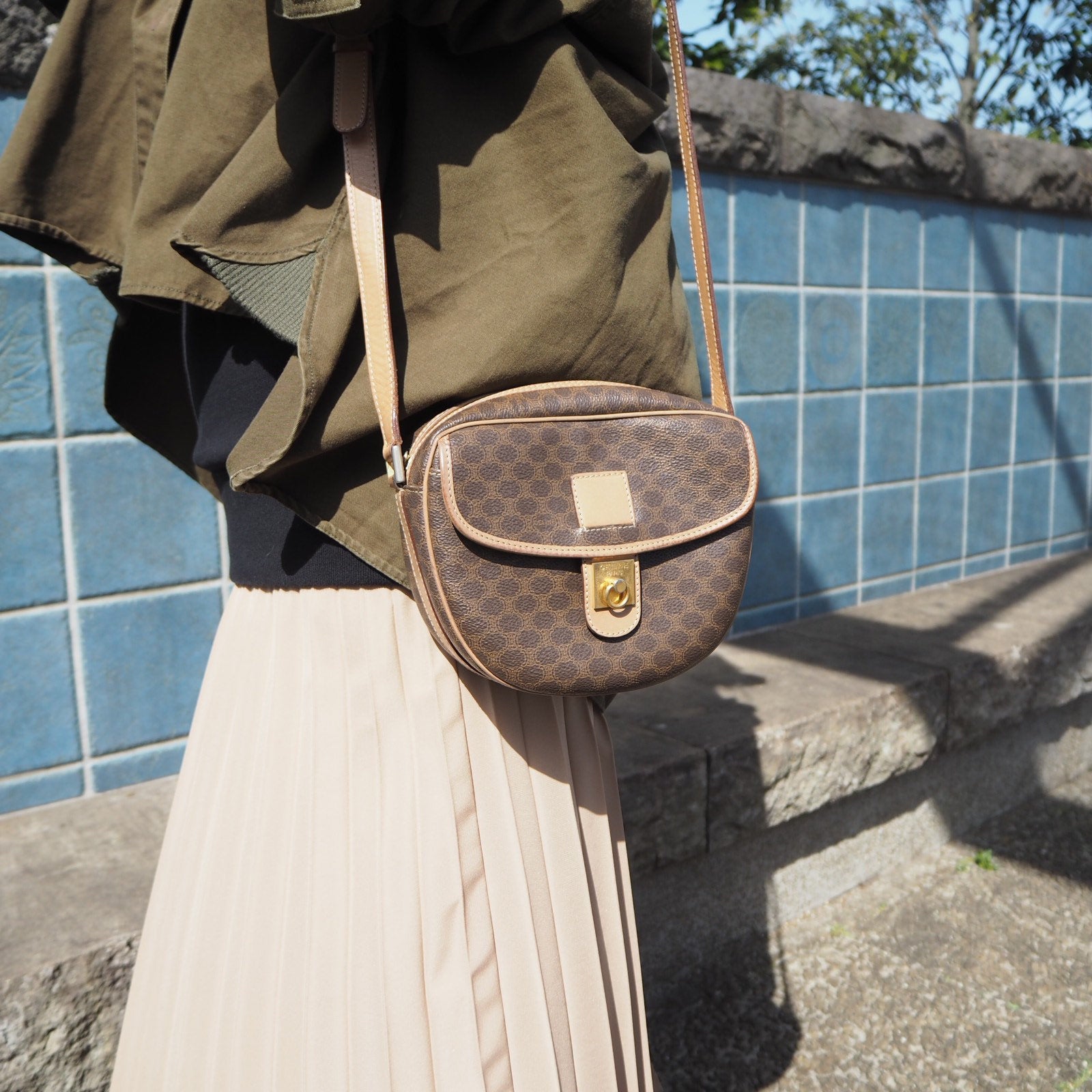 CELINE Macadam Shoulder Bag Gancini Authentic Vintage Classical