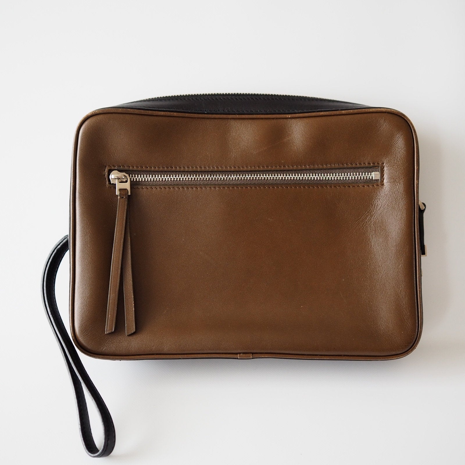 CELINE Clutch bag Pouch Brown LEATHER Authentic