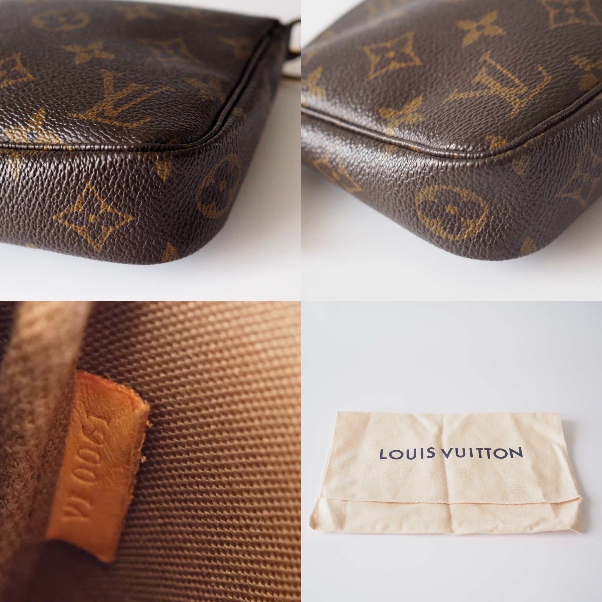 LOUIS VUITTON Monogram Pochette Accessoires Pouch Mini hand Bag With Shoulder Strap Vintage Authentic
