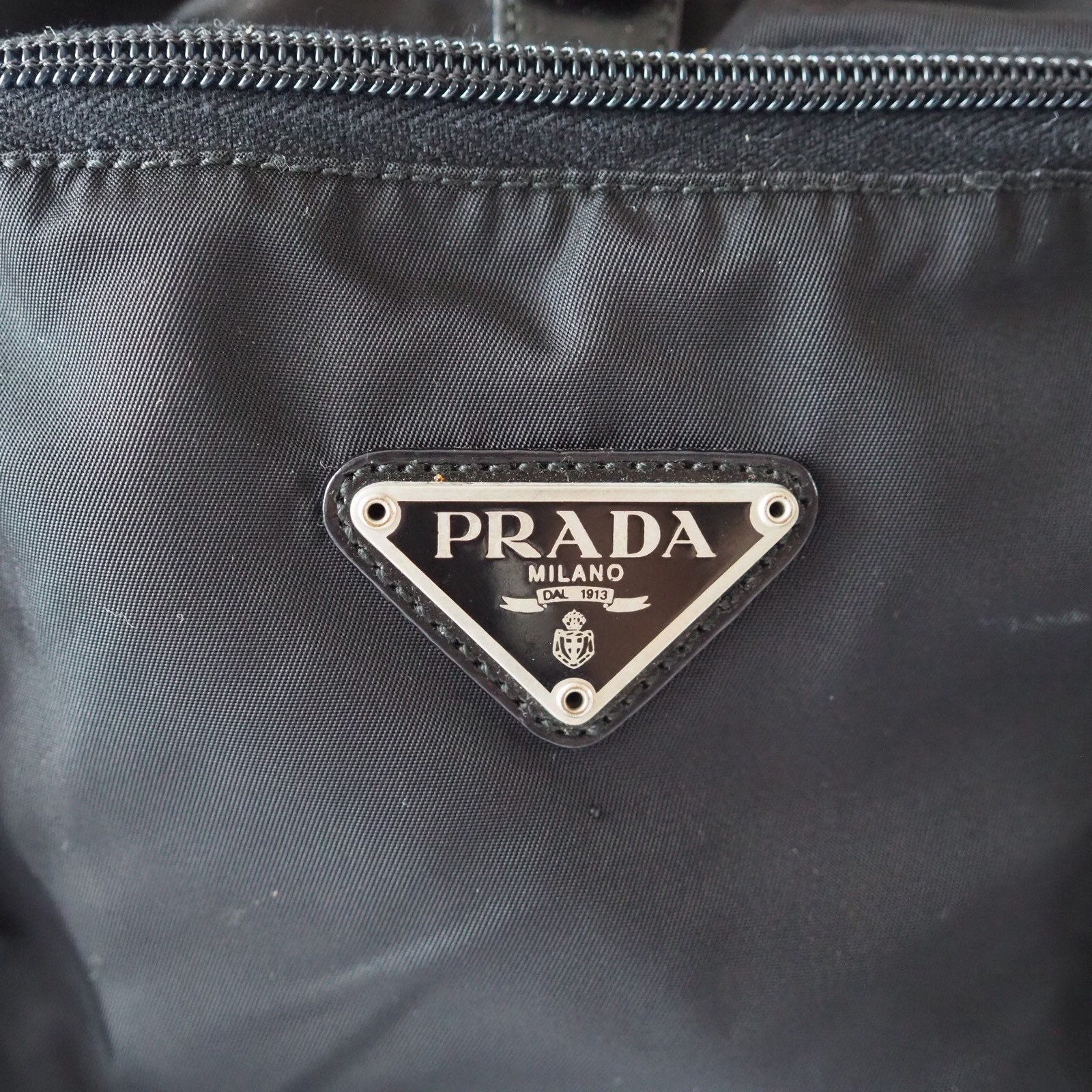 PRADA Nylon Leather Backpack Bag Black Logo Purse Authentic
