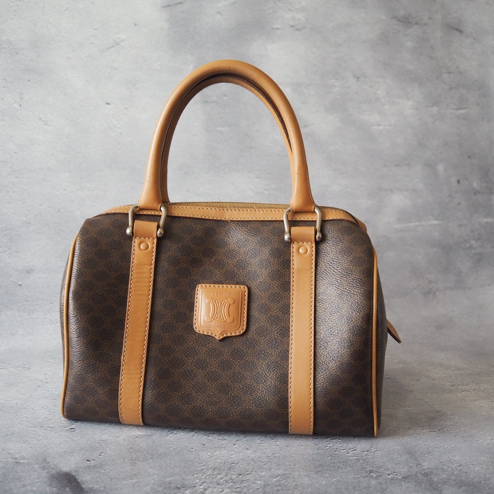 CELINE Macadam Hand Boston Bag Vintage Classical Authentic