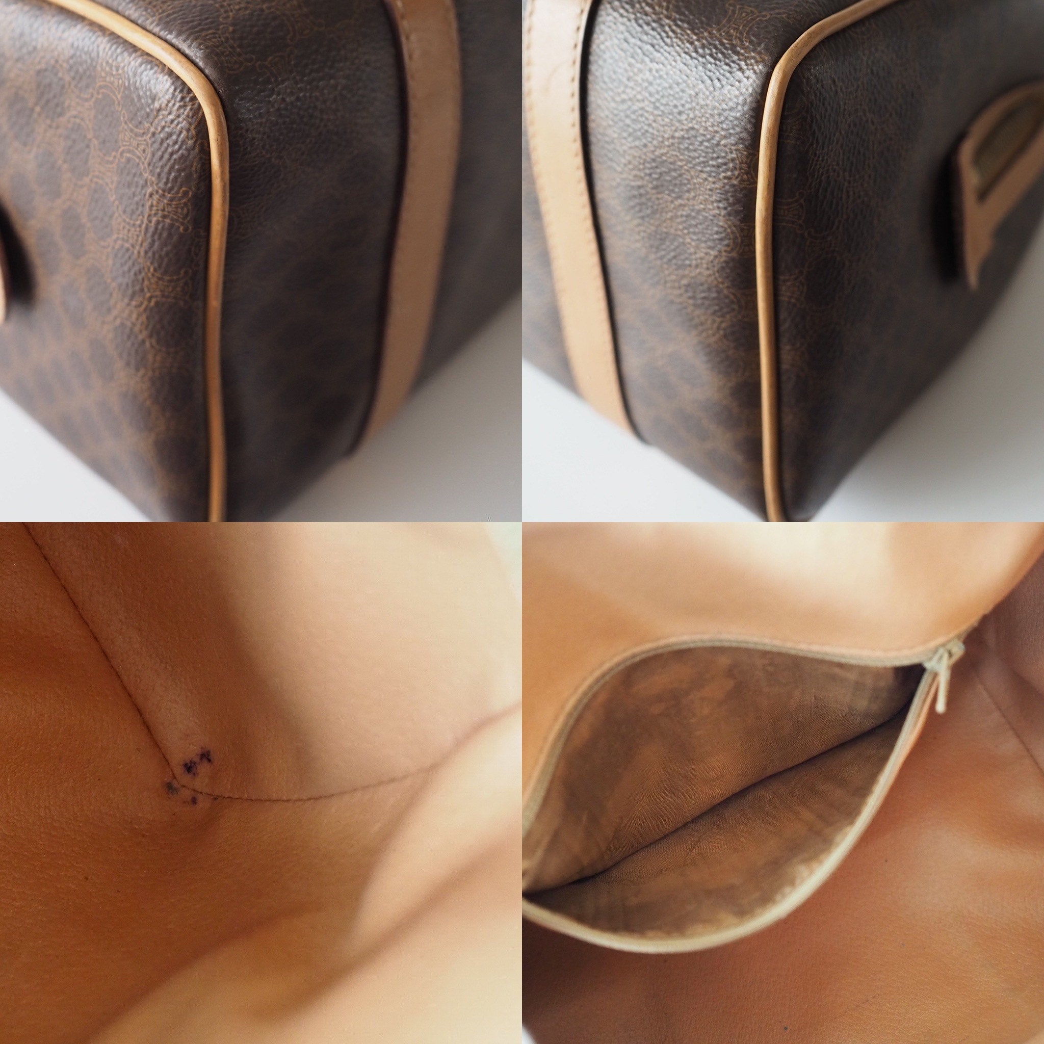 CELINE Macadam Hand Boston Bag Vintage Classical Authentic