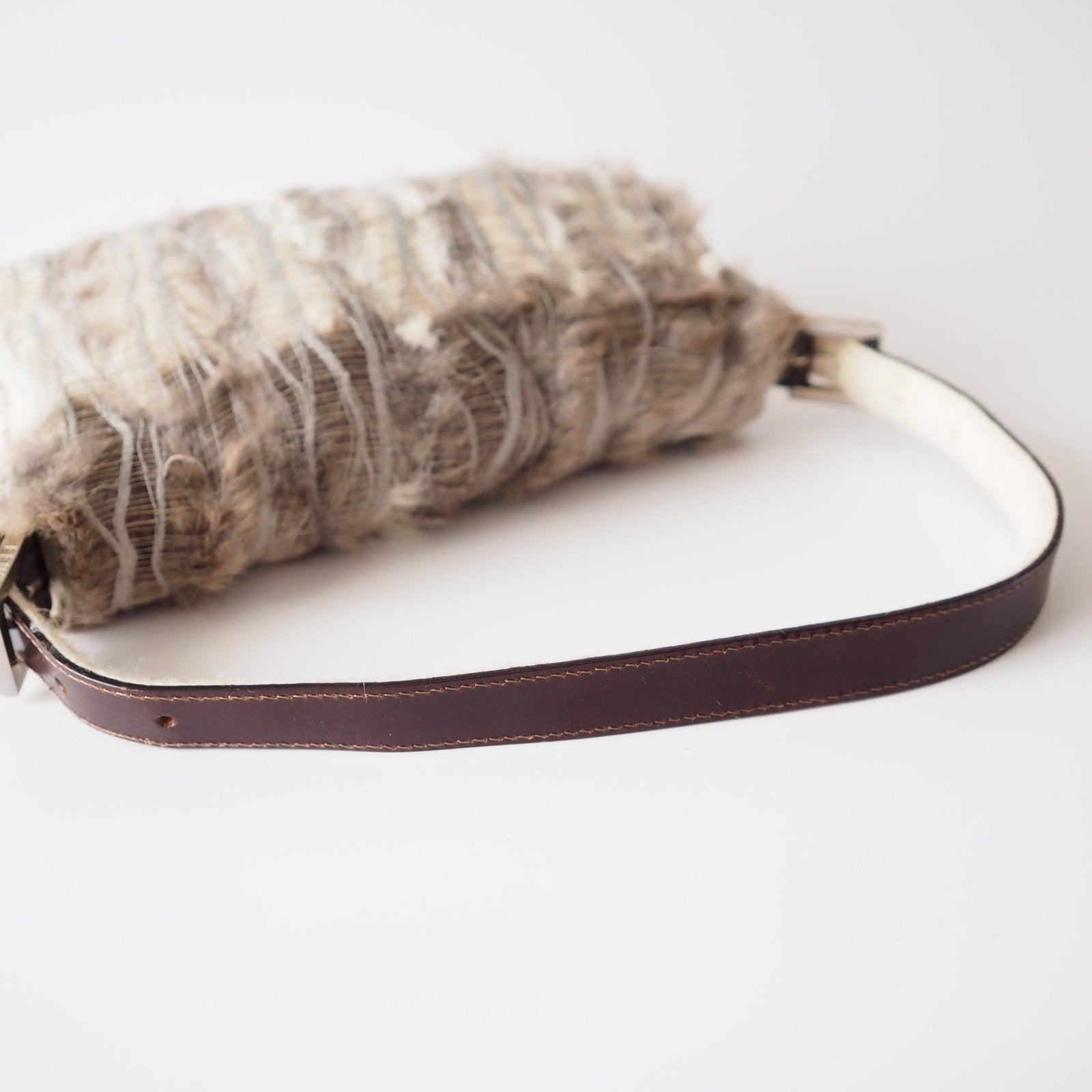 FENDI Mamma Baguette Fur Leather Shoulder Hand Bag Vintage Rare Auth