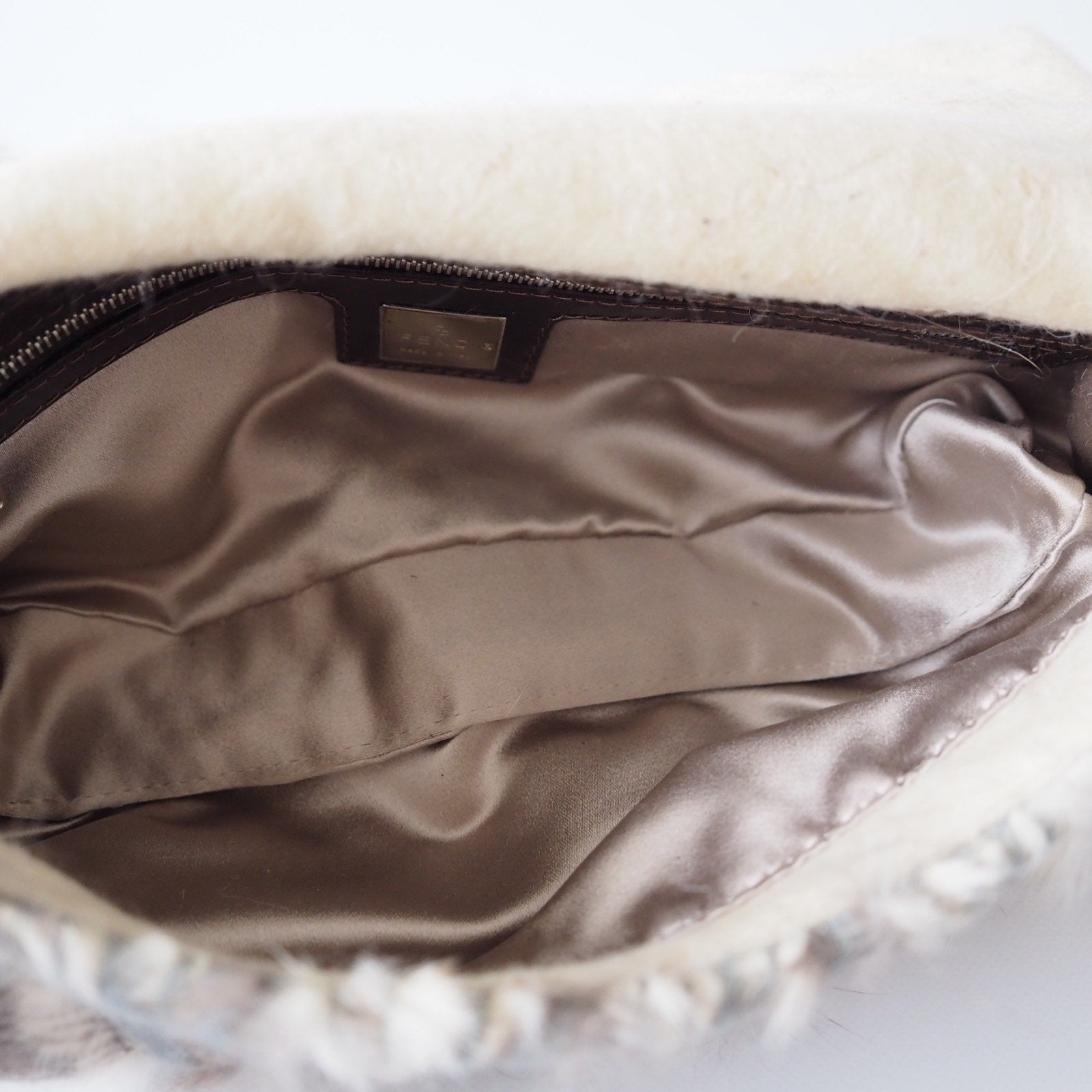 FENDI Mamma Baguette Fur Leather Shoulder Hand Bag Vintage Rare Auth