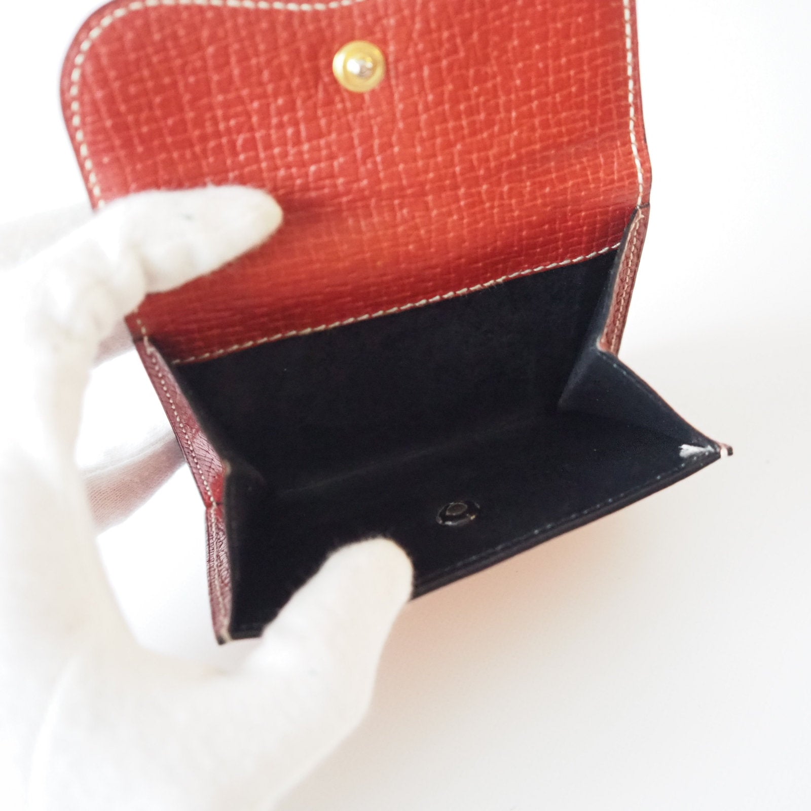 LOEWE Barcelona Compact Wallet with Coin Pocket Leather Red Authentic