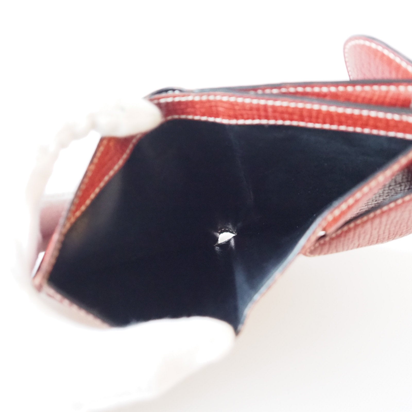 LOEWE Barcelona Compact Wallet with Coin Pocket Leather Red Authentic