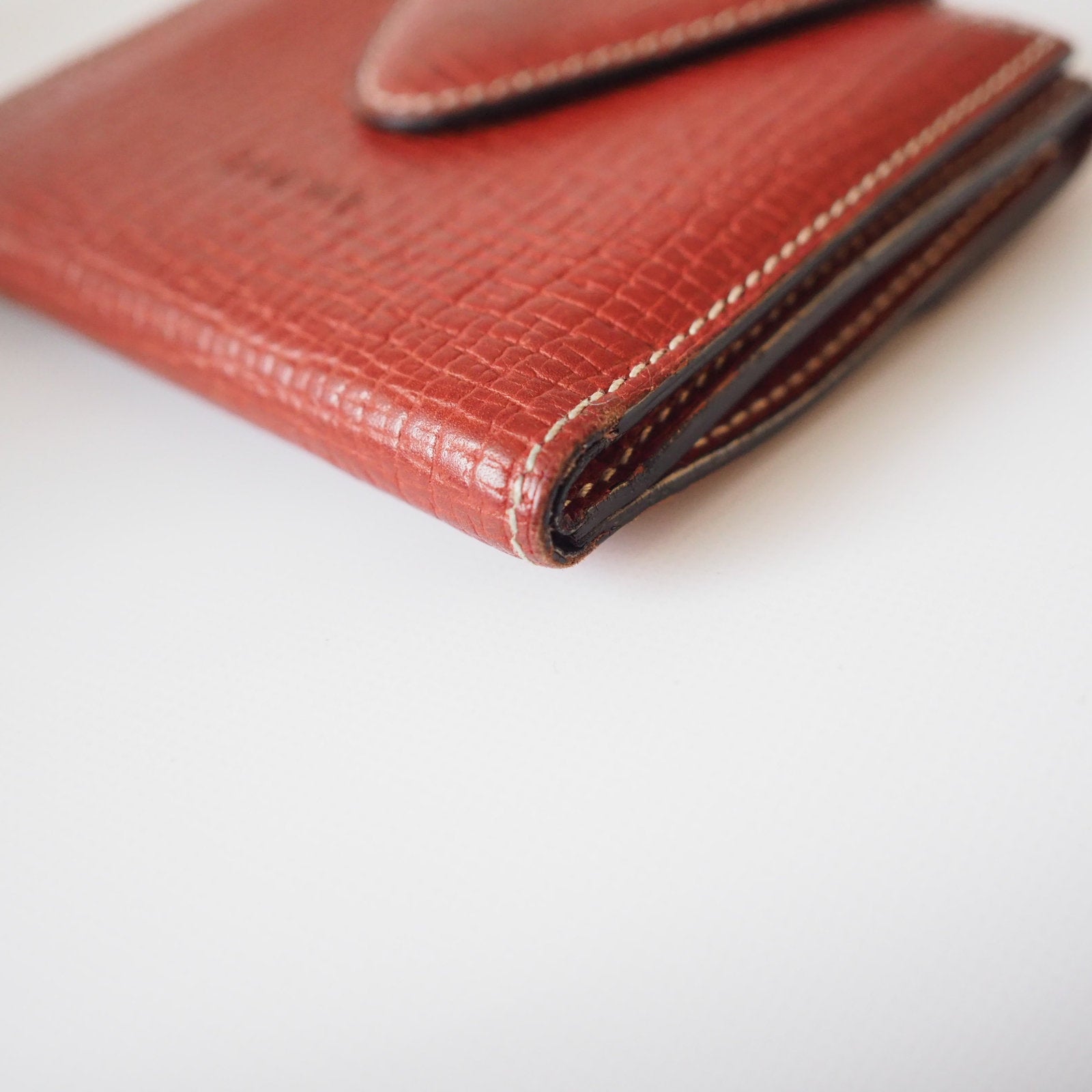 LOEWE Barcelona Compact Wallet with Coin Pocket Leather Red Authentic