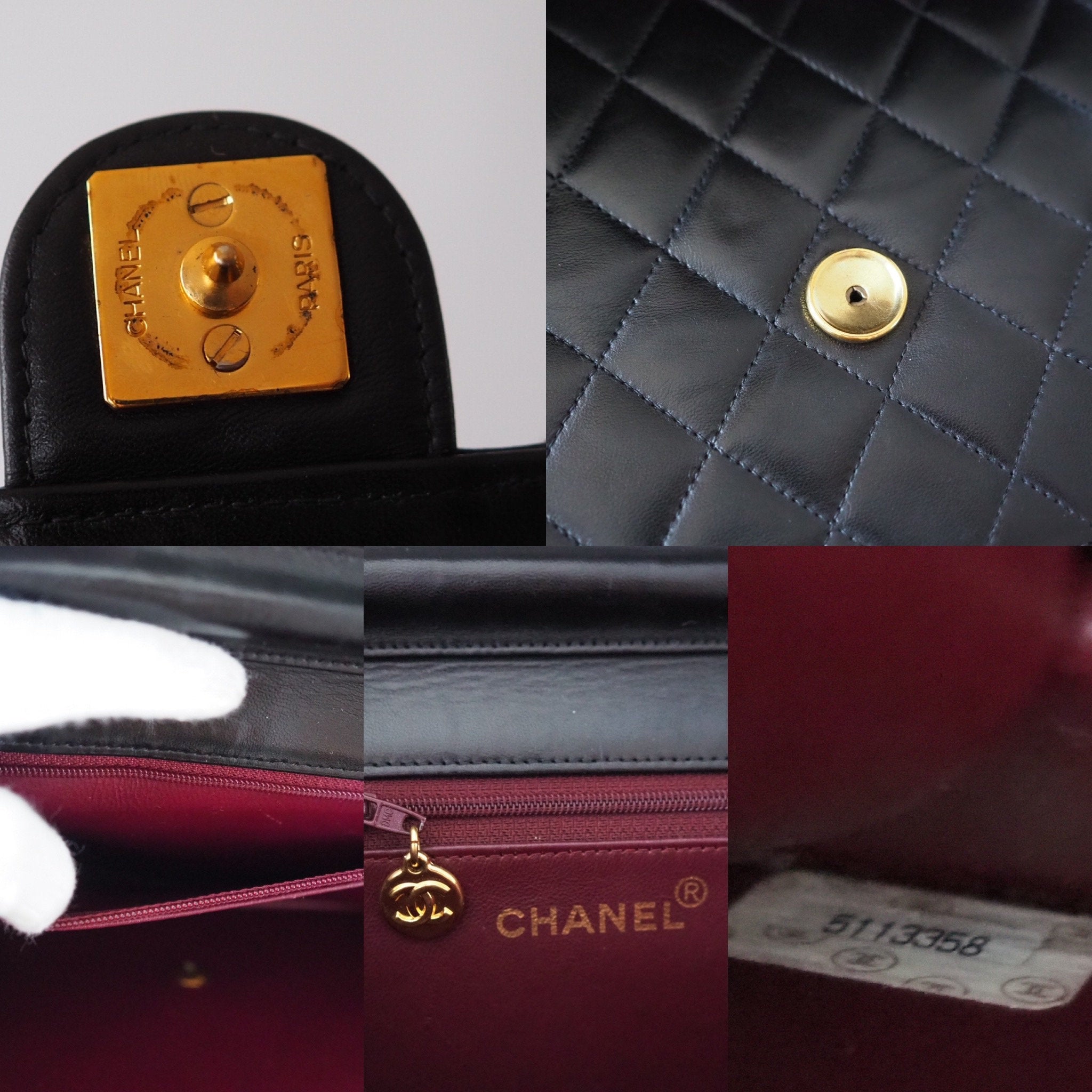 CHANEL Quilted CC Logo Chain Shoulder Bag Black vintage Authentic Box