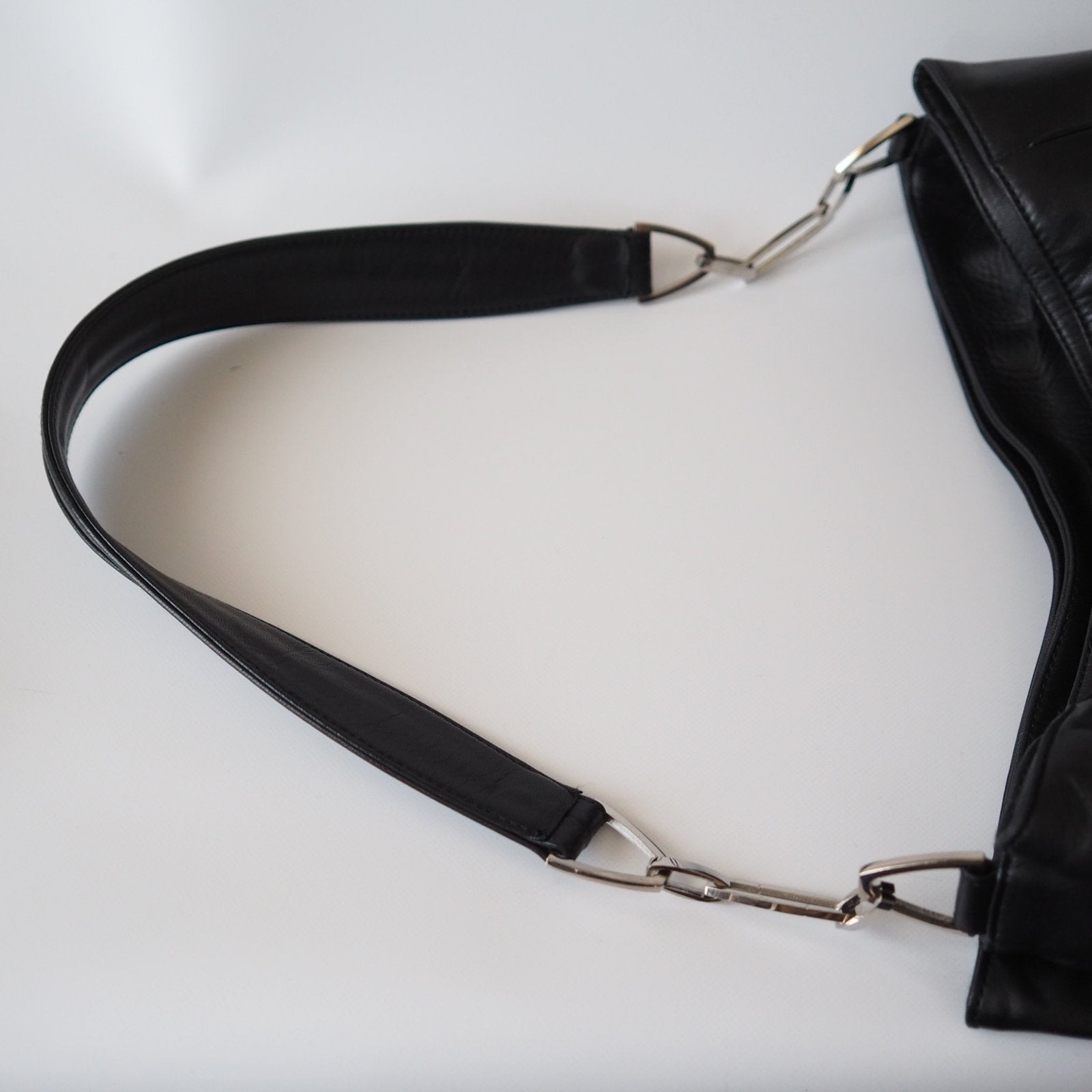 LOEWE Anagram Shoulder Tote bag Black Leather Vintage Authentic