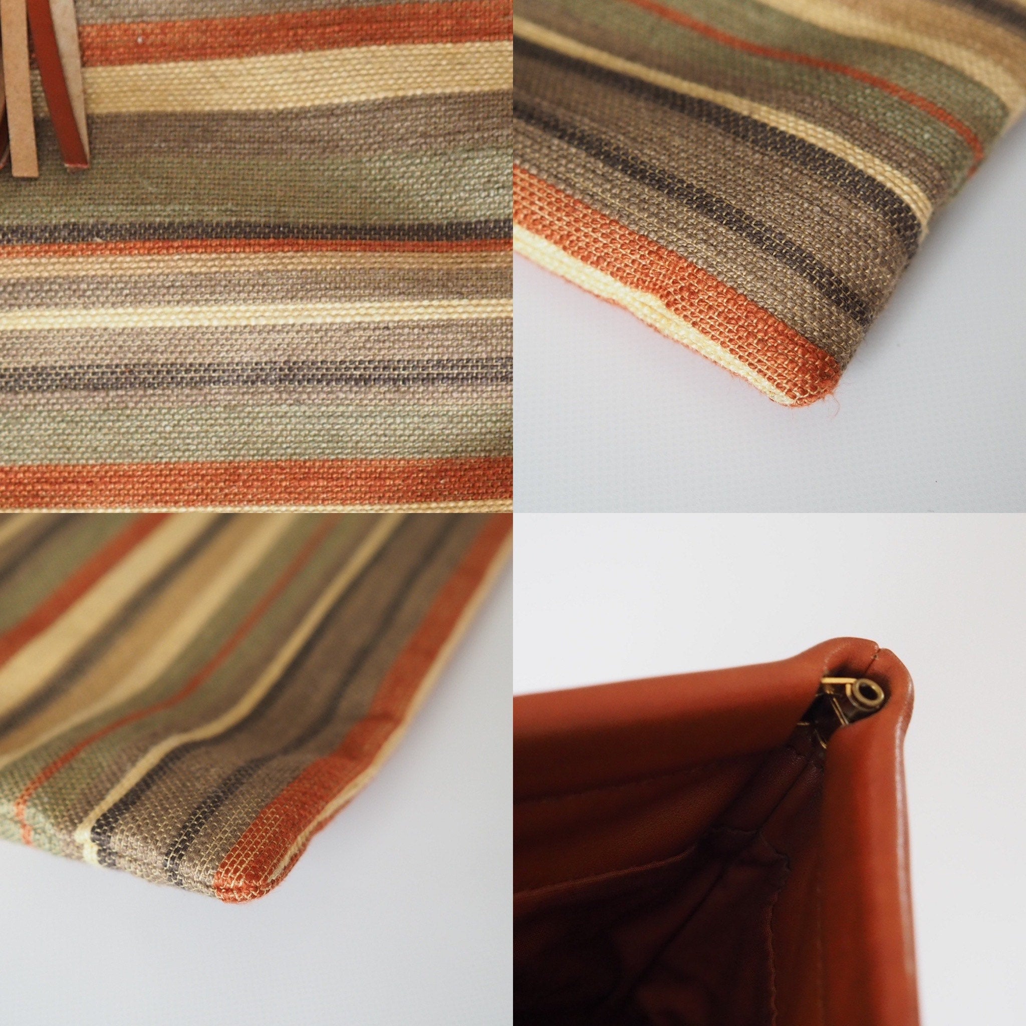 Celine Border Tote bag Canvas Leather Beige Authentic