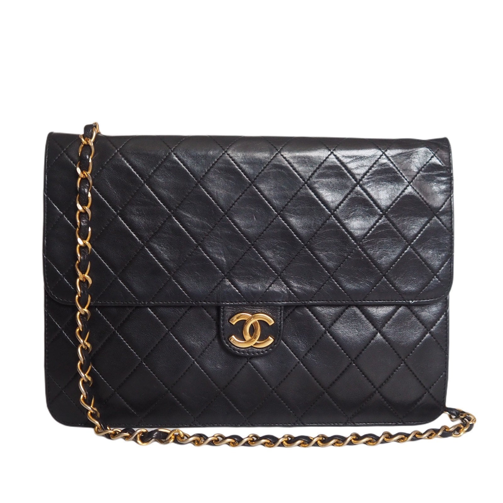 CHANEL Matelasse Quilted CC Logo Chain Shoulder Bag Black vintage Authentic