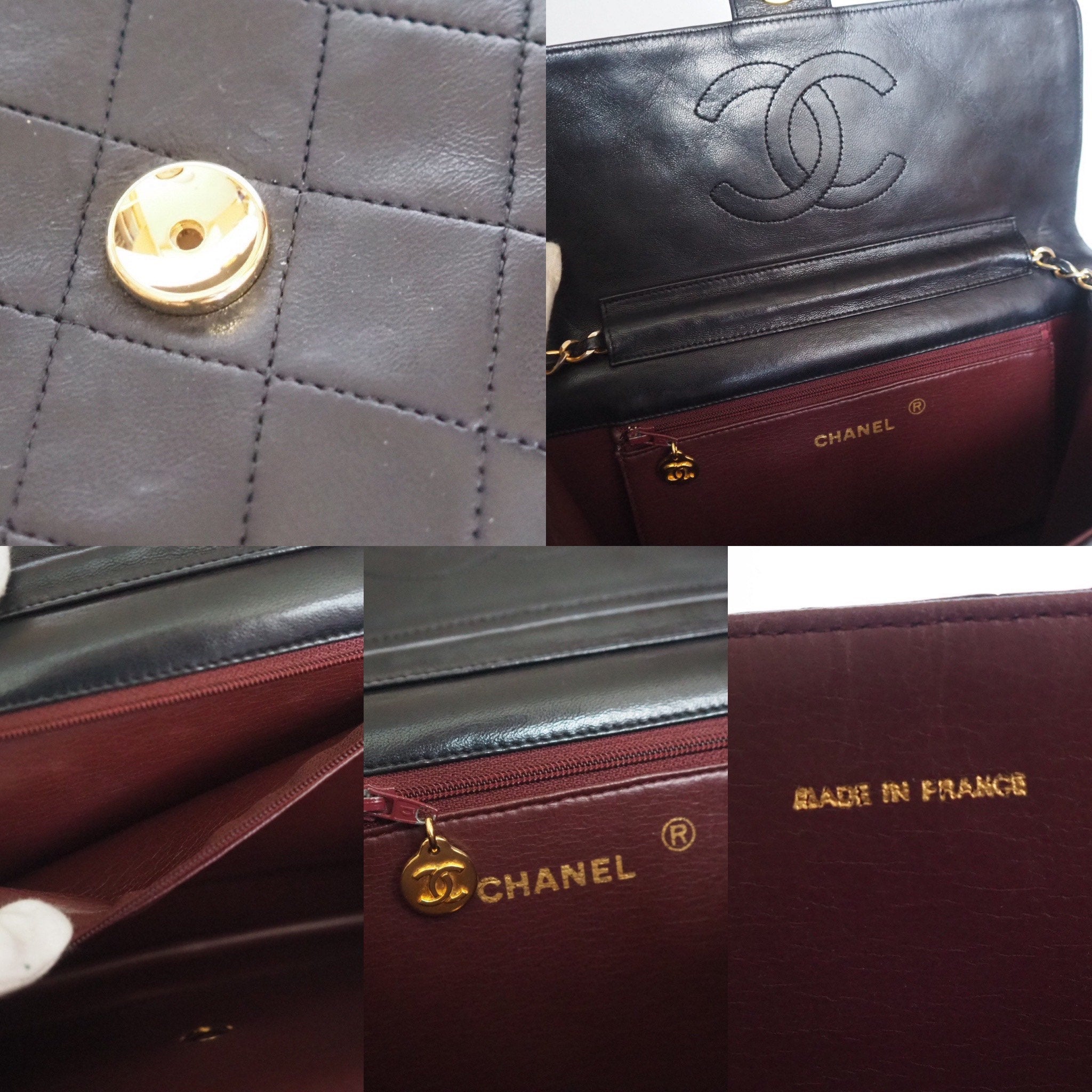 CHANEL Matelasse Quilted CC Logo Chain Shoulder Bag Black vintage Authentic