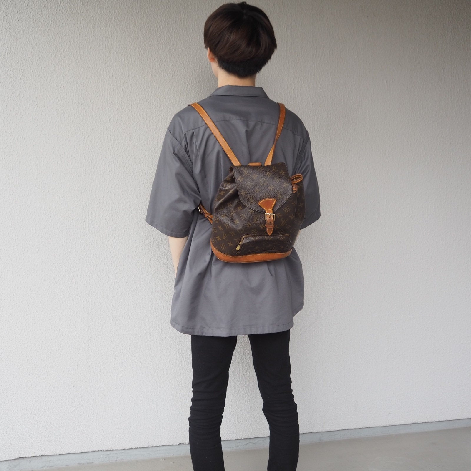 Louis Vuitton Montsouris MM Monogram Backpack Shoulder Bag Authentic