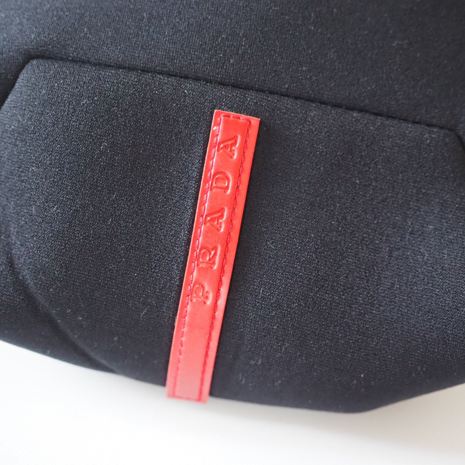 PRADA Nylon Leather Pouch Mini Hand Bag Sports Black Logo Purse Authentic