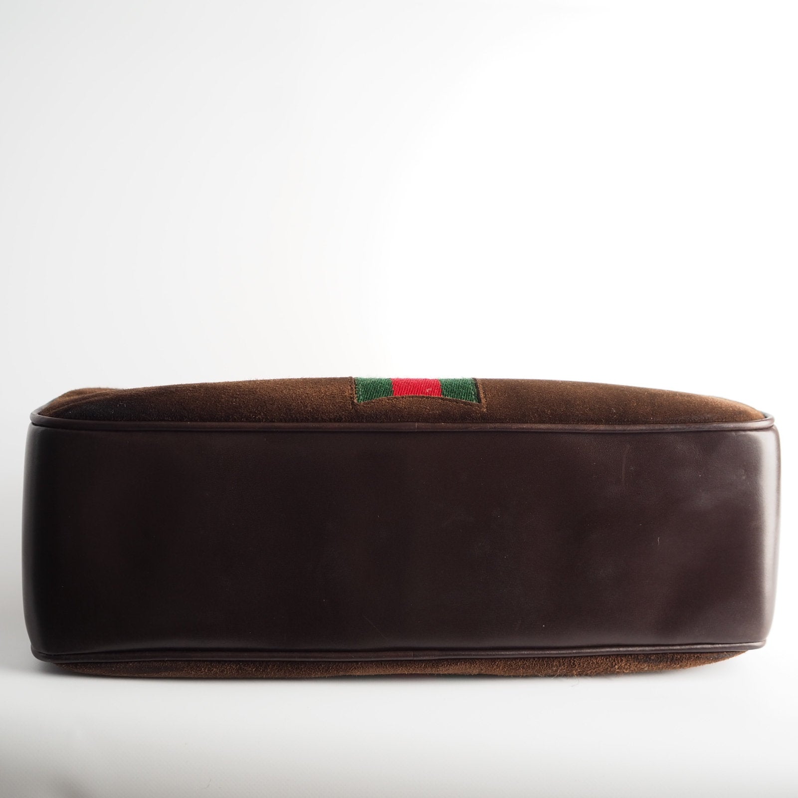 GUCCI Shelly Line Suede leather Hand Bag Brown Vintage Authentic