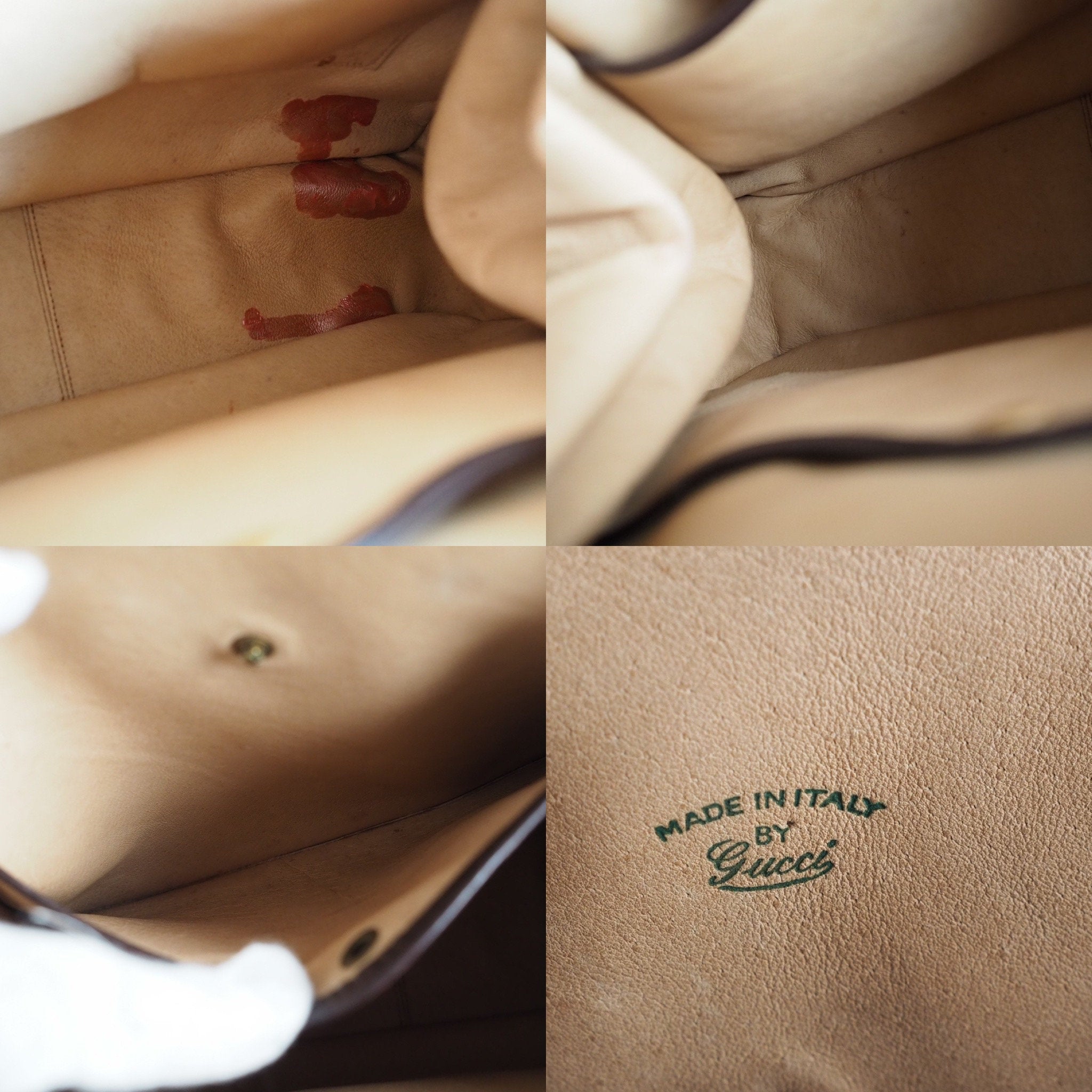 GUCCI Shelly Line Suede leather Hand Bag Brown Vintage Authentic