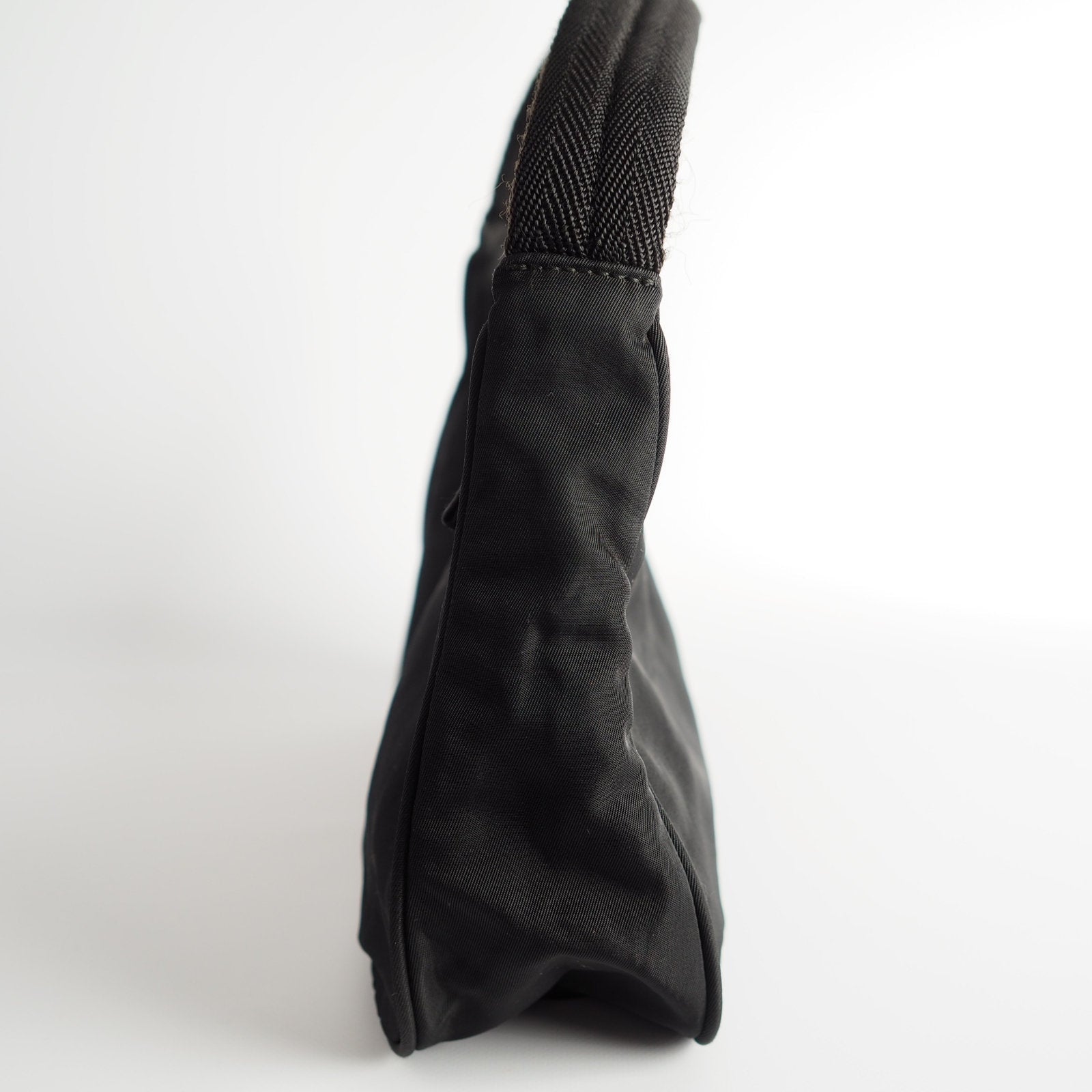 PRADA Nylon Hand Bag Black Logo Purse Authentic