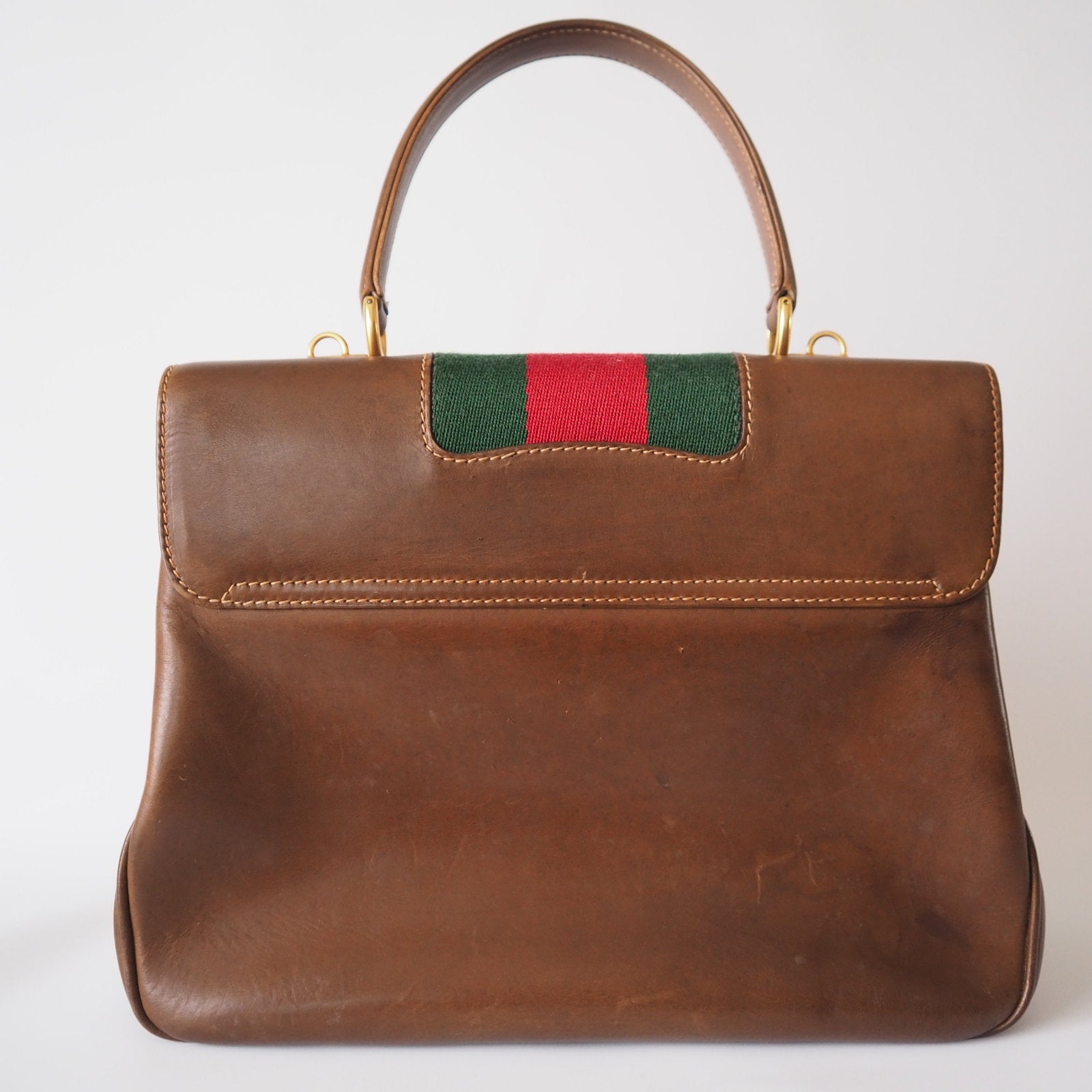 GUCCI Old Shelly Hand Shoulder Bag Leather Authentic Classical