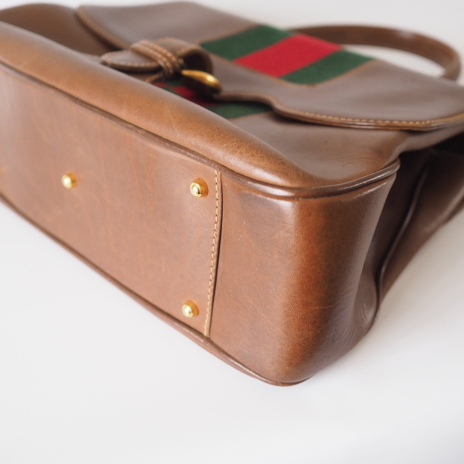 GUCCI Old Shelly Hand Shoulder Bag Leather Authentic Classical