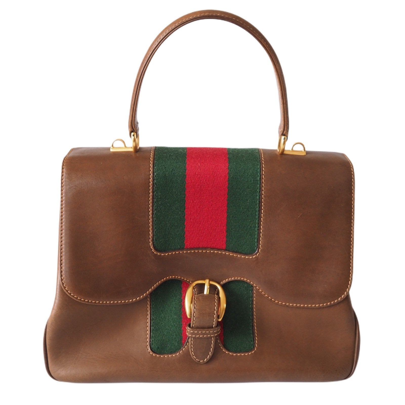 GUCCI Old Shelly Hand Shoulder Bag Leather Authentic Classical