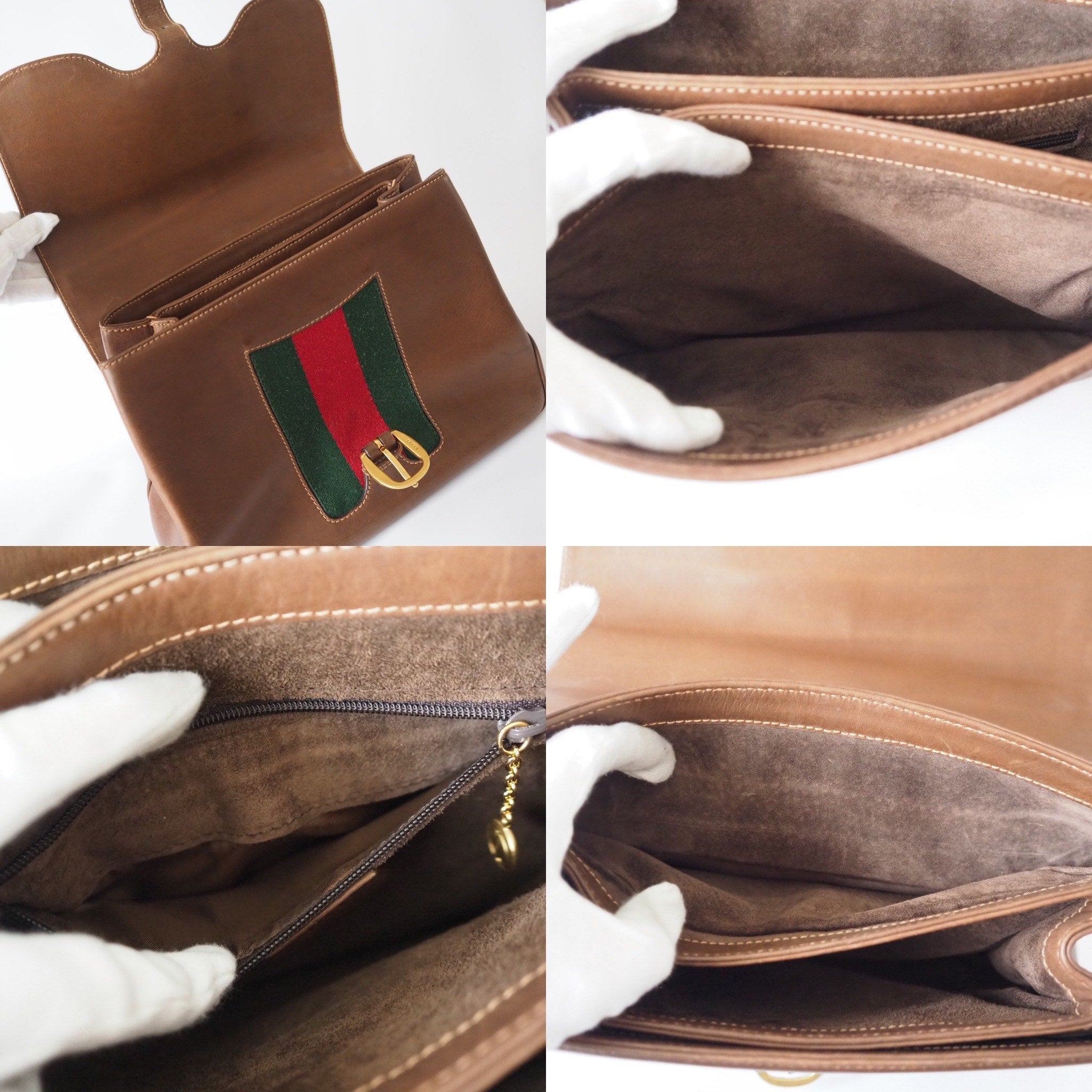 GUCCI Old Shelly Hand Shoulder Bag Leather Authentic Classical