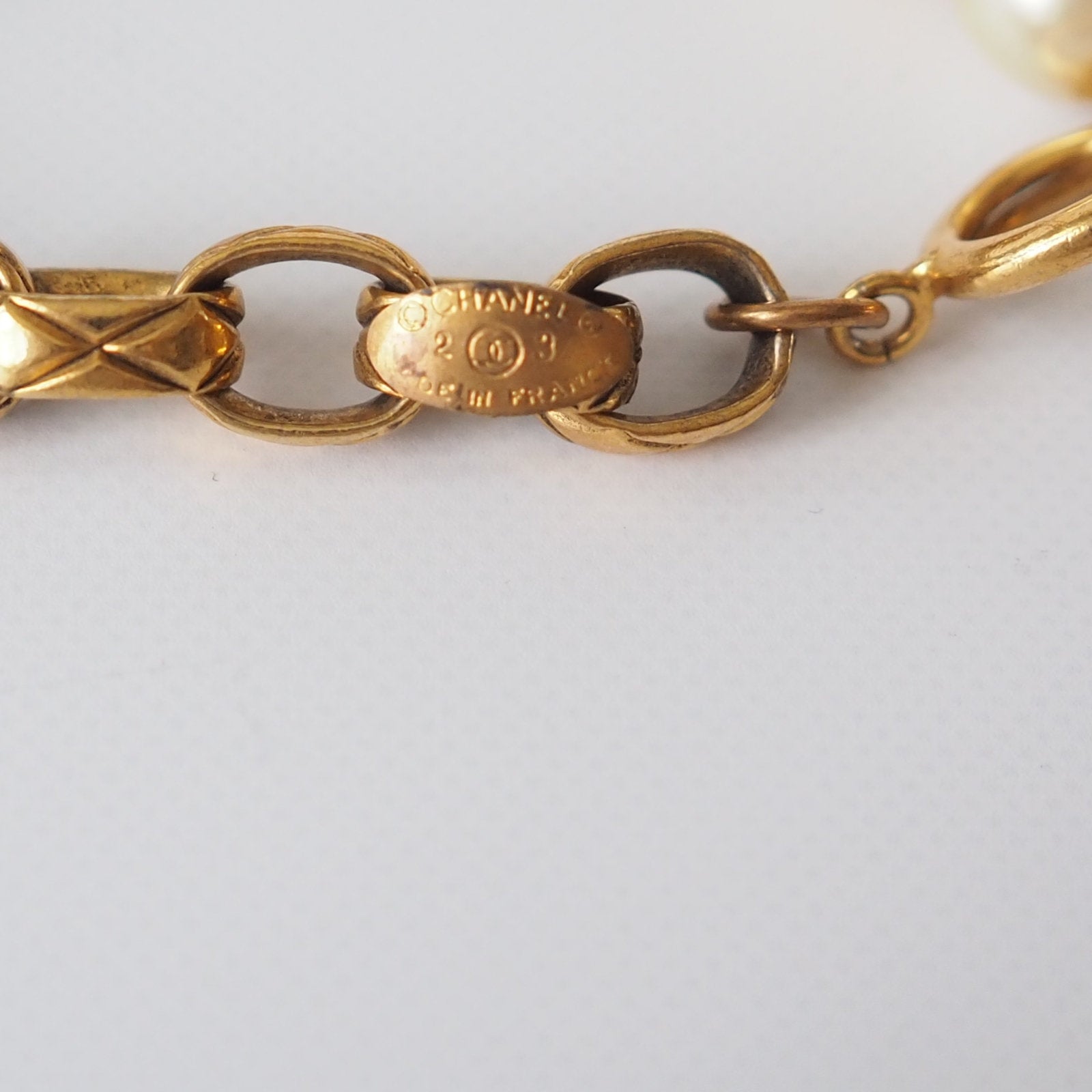 CHANEL Chain Belt CC Matelasse Fake pearl Gold color Authentic