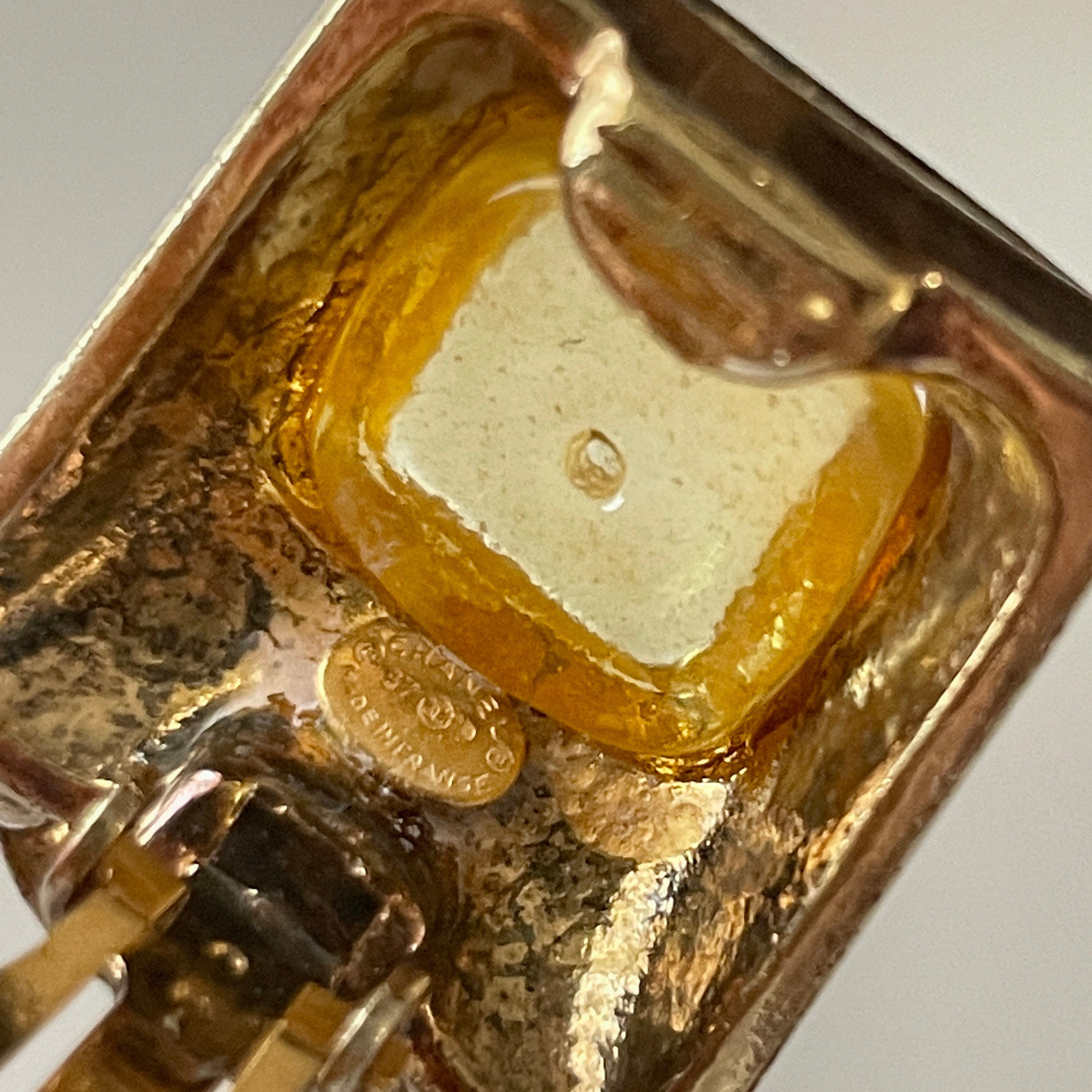 CHANEL Color Stone Square Coco Mark Gold color Earrings Authentic