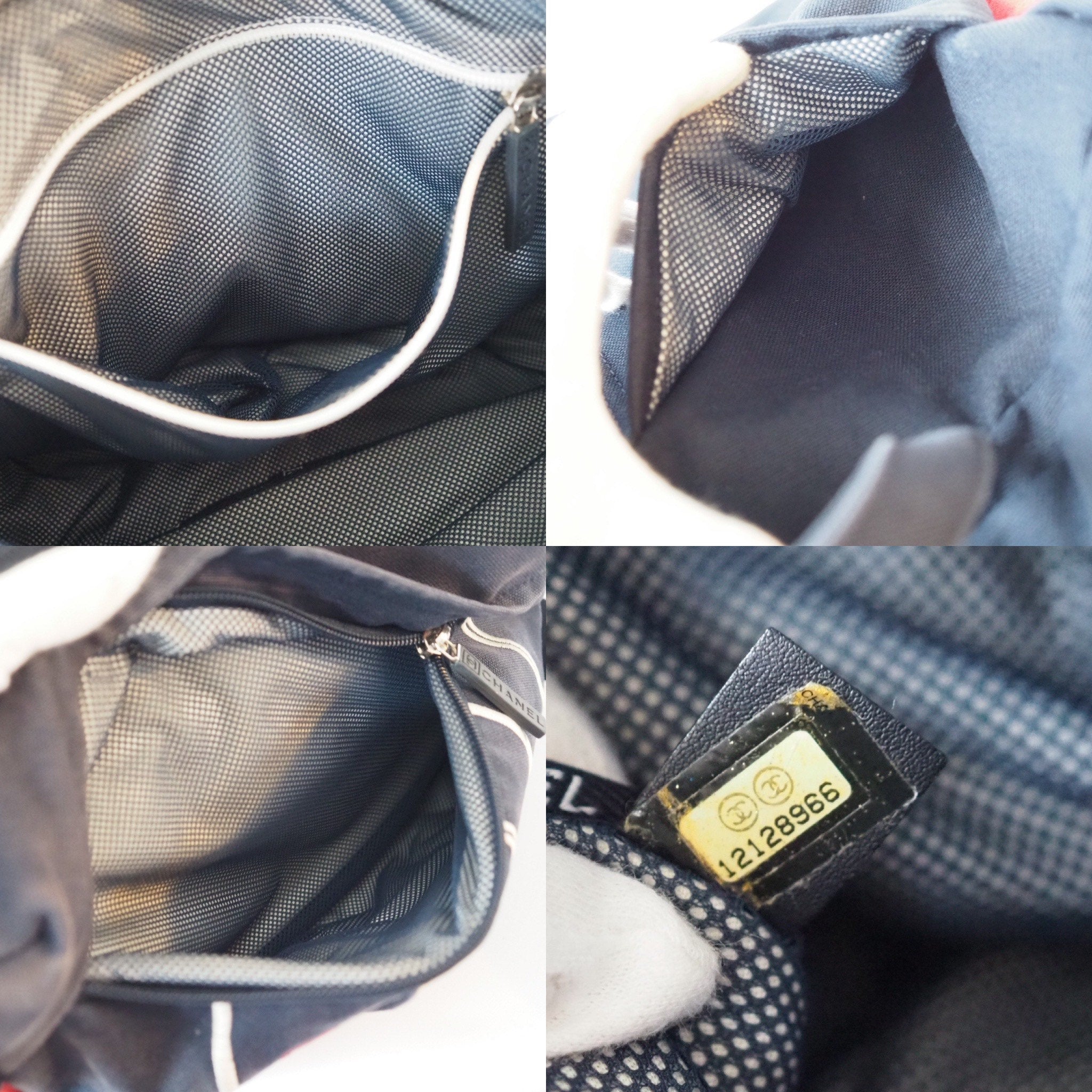 CHANEL Sports line Shoulder Bag Canvas Navy Authentic