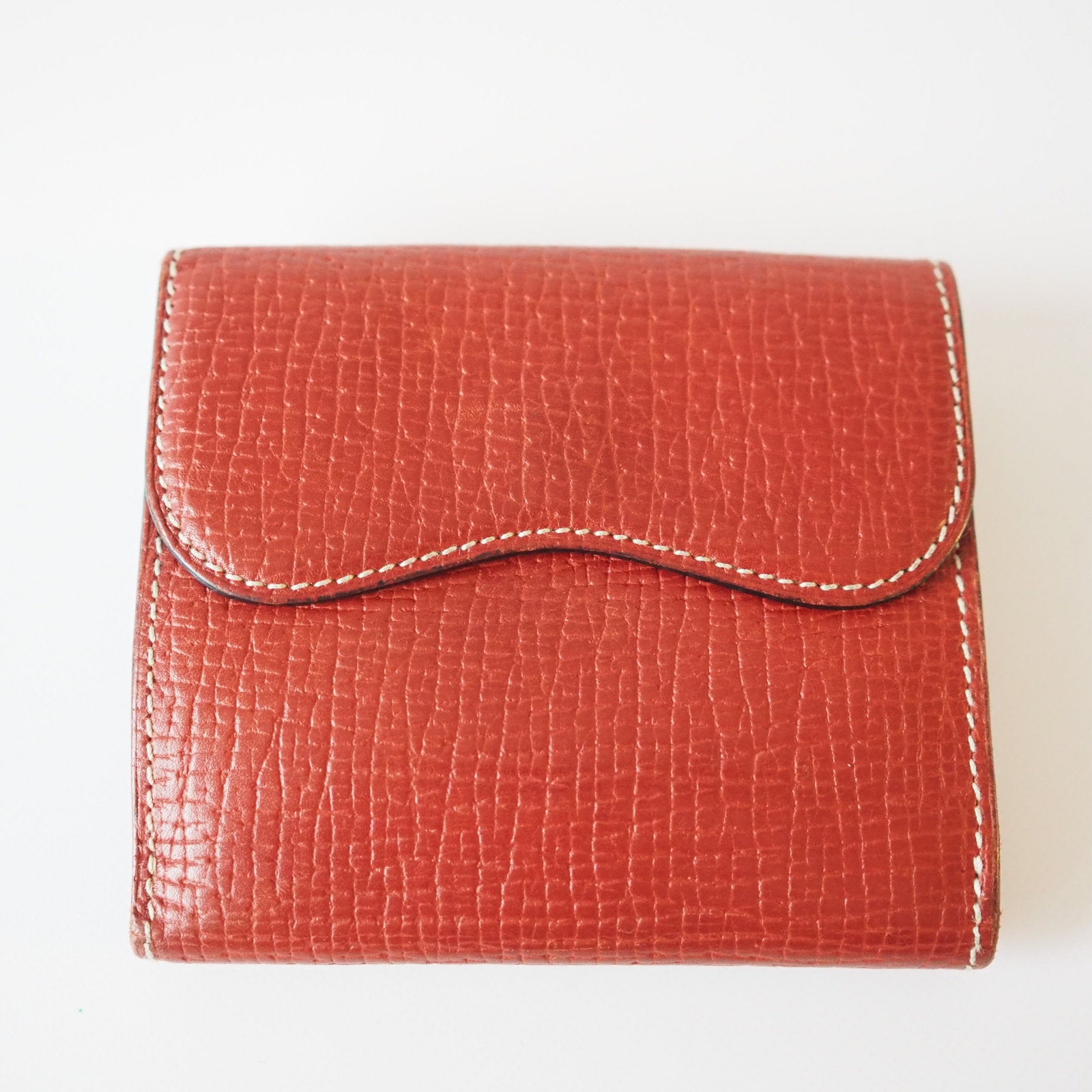 LOEWE Barcelona Compact Wallet with Coin Pocket Leather Red Authentic