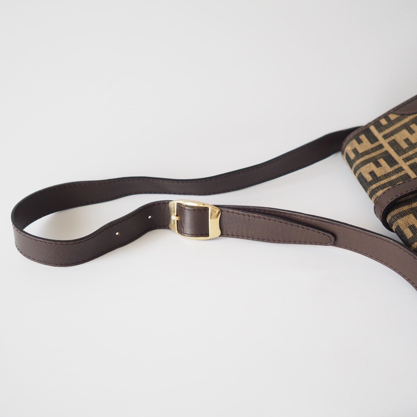 FENDI Zucca pattern Mamma Baguette Shoulder Bag Leather Authentic