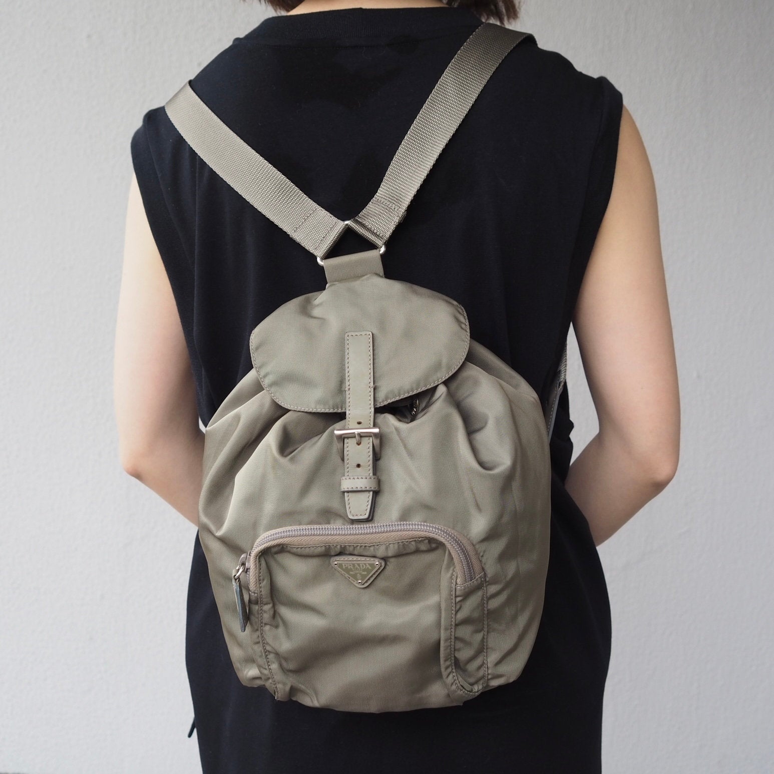 PRADA Logos Mini Backpack Green khaki Authentic