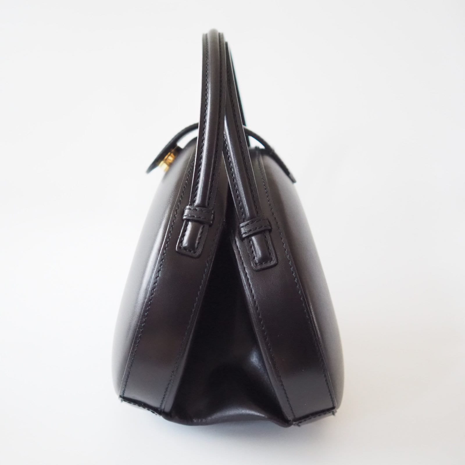 LOEWE Circle Hand Shoulder 2way Bag Black Leather Vintage Authentic