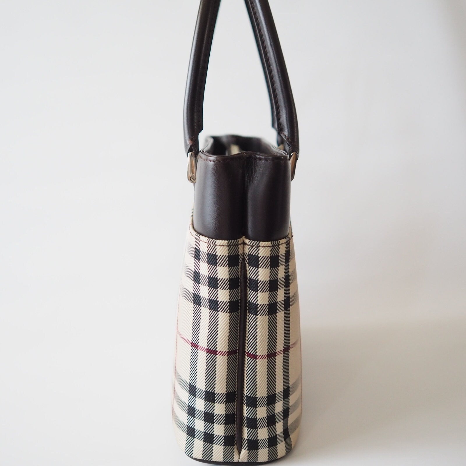 Burberry Check Hand Bag Mini Tote Authentic