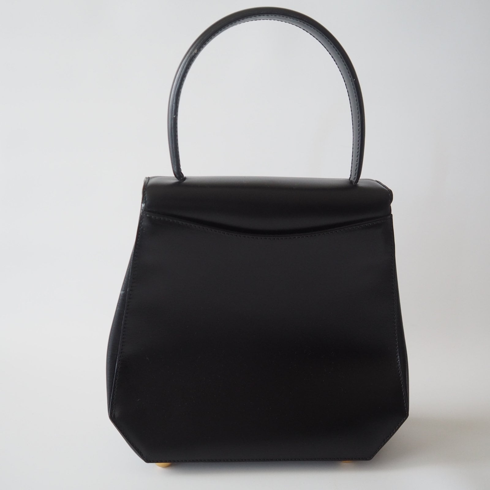 CELINE Hand Bag Brazon Triomphe Black Leather Authentic