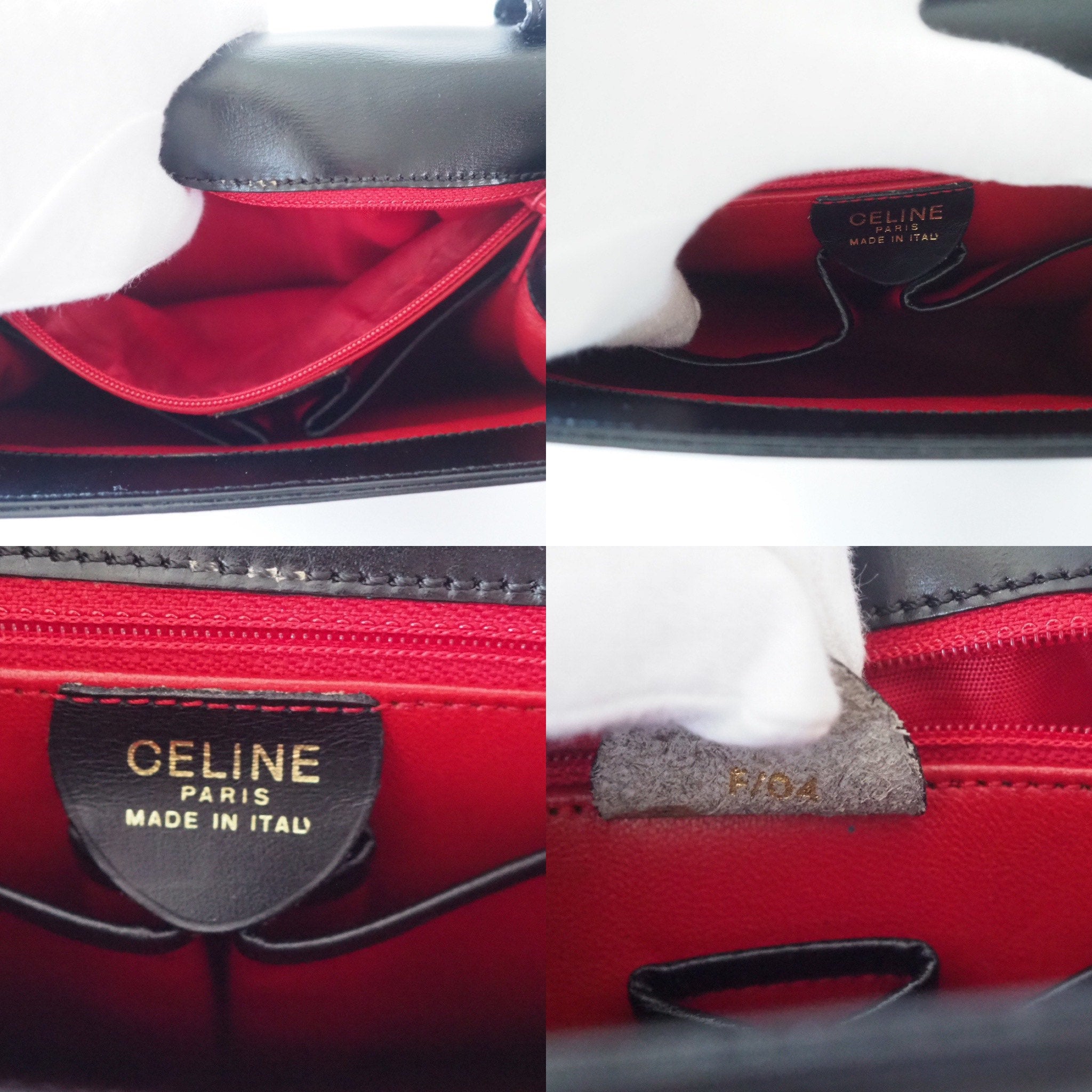 CELINE Hand Bag Brazon Triomphe Black Leather Authentic