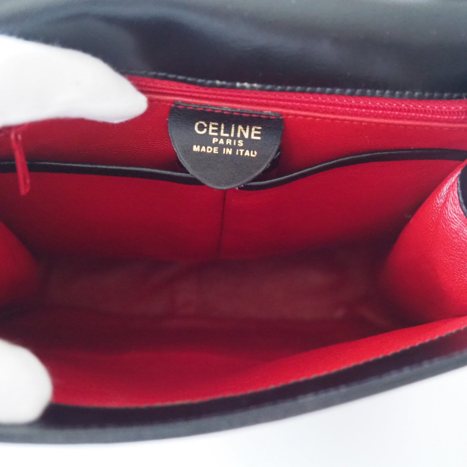 CELINE Hand Bag Brazon Triomphe Black Leather Authentic