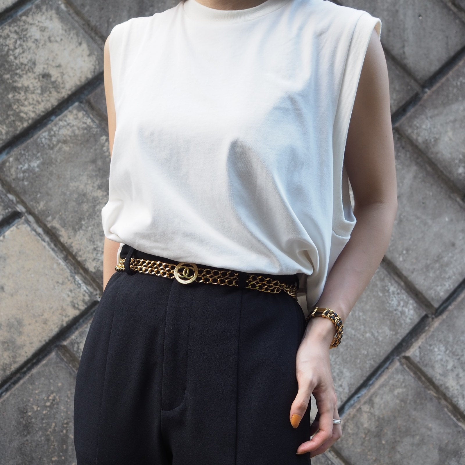 CHANEL Chain Belt CC Gold color Authentic