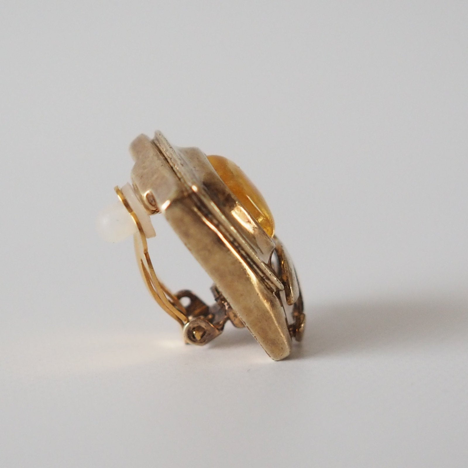 CHANEL Color Stone Square Coco Mark Gold color Earrings Authentic