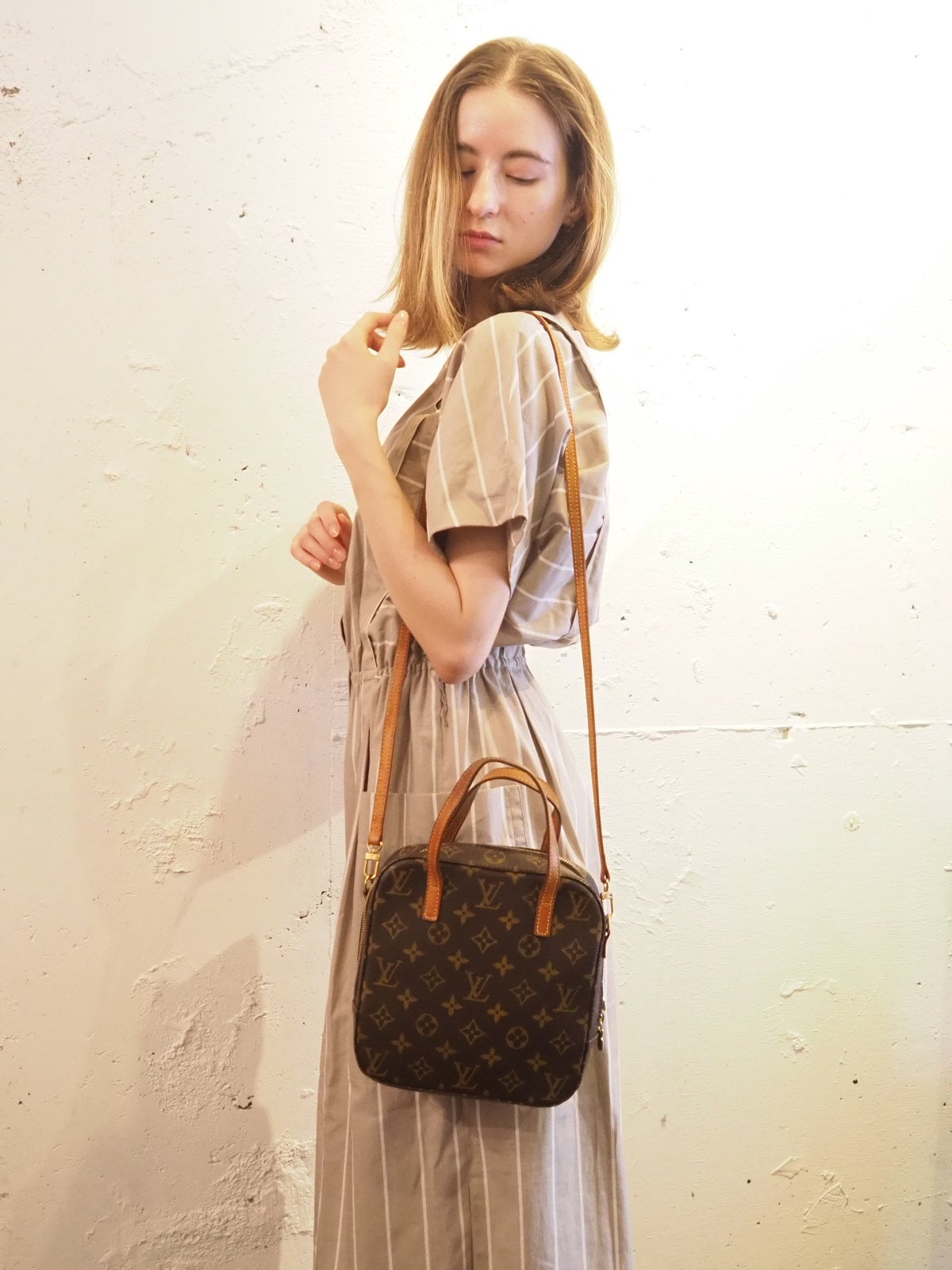 LOUIS VUITTON Monogram Spontini M47500 Shoulder Bag Brown Authentic