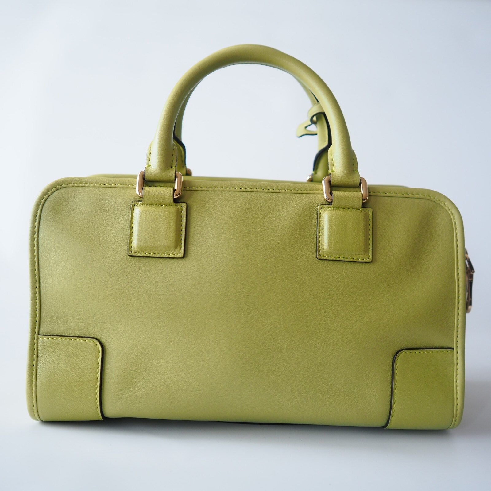 LOEWE Amazona 28 Anagram Hand Mini Boston Bag Leather lime green Authentic