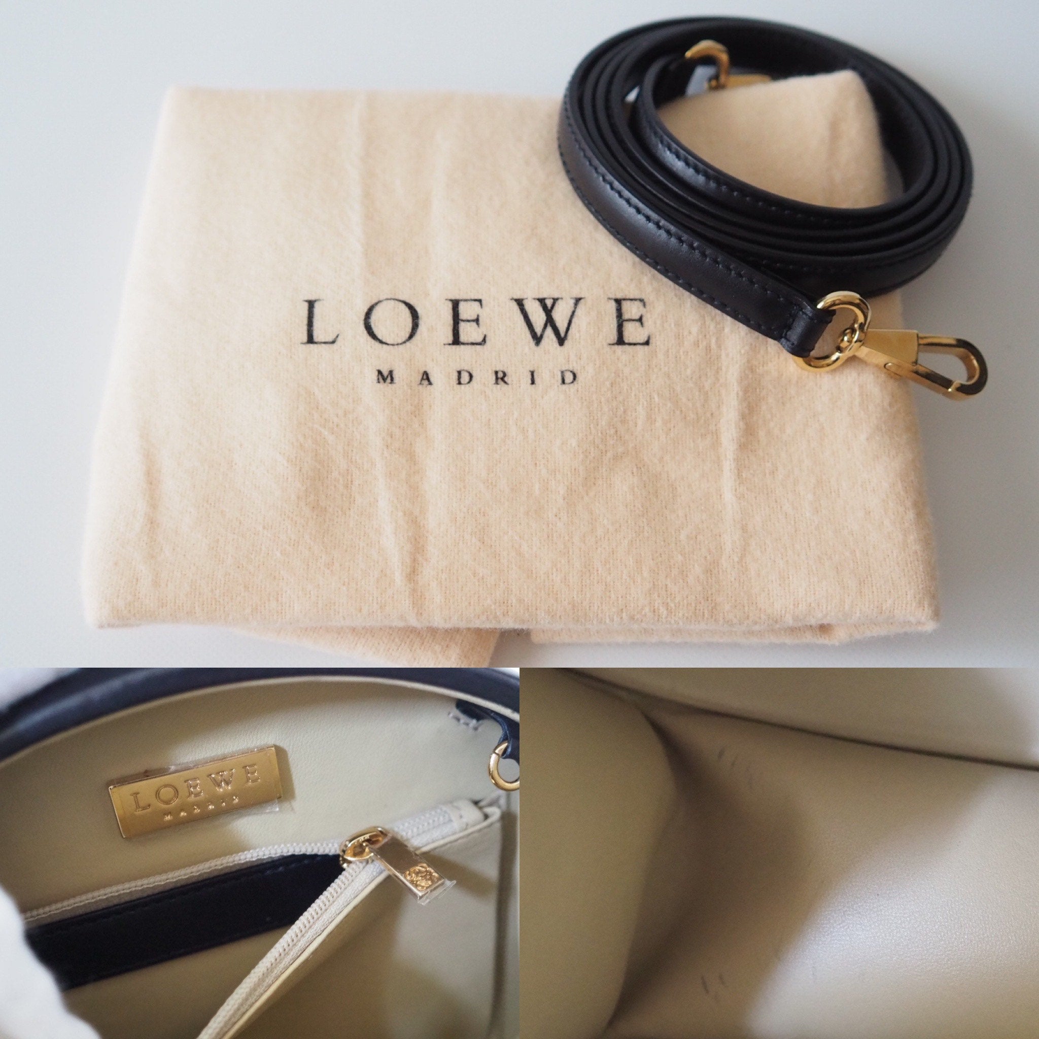 LOEWE Circle Hand Shoulder 2way Bag Black Leather Vintage Authentic