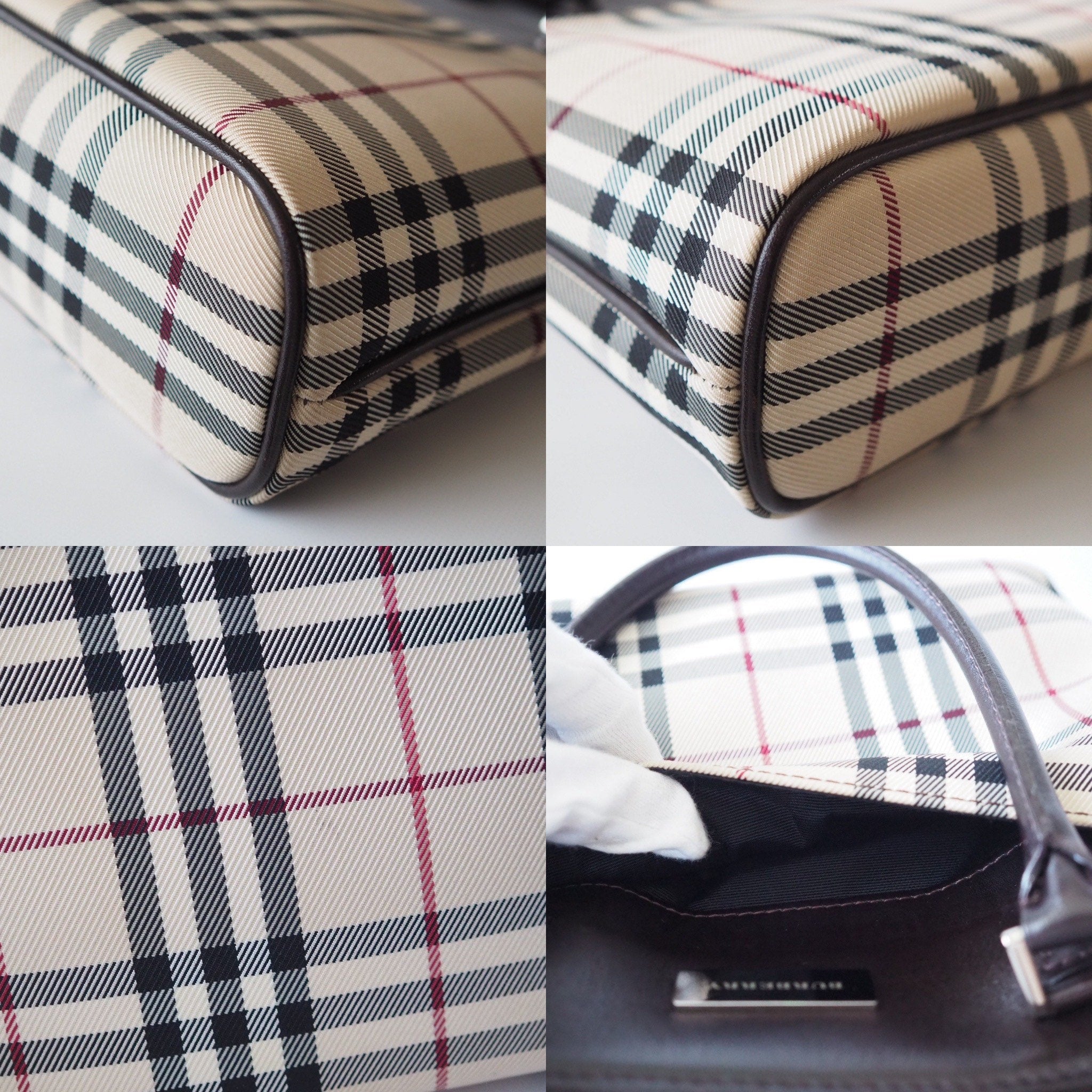 Burberry Check Hand Bag Mini Tote Authentic