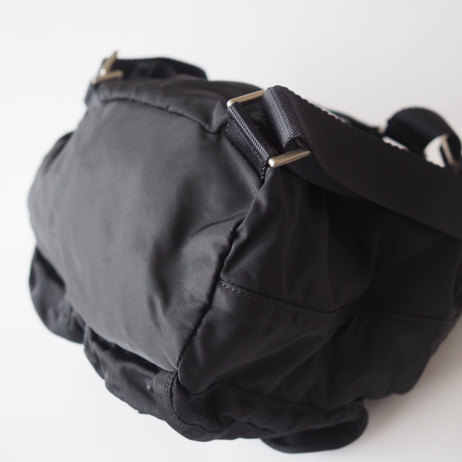 PRADA Nylon Backpack Bag Black Logo Purse Authentic