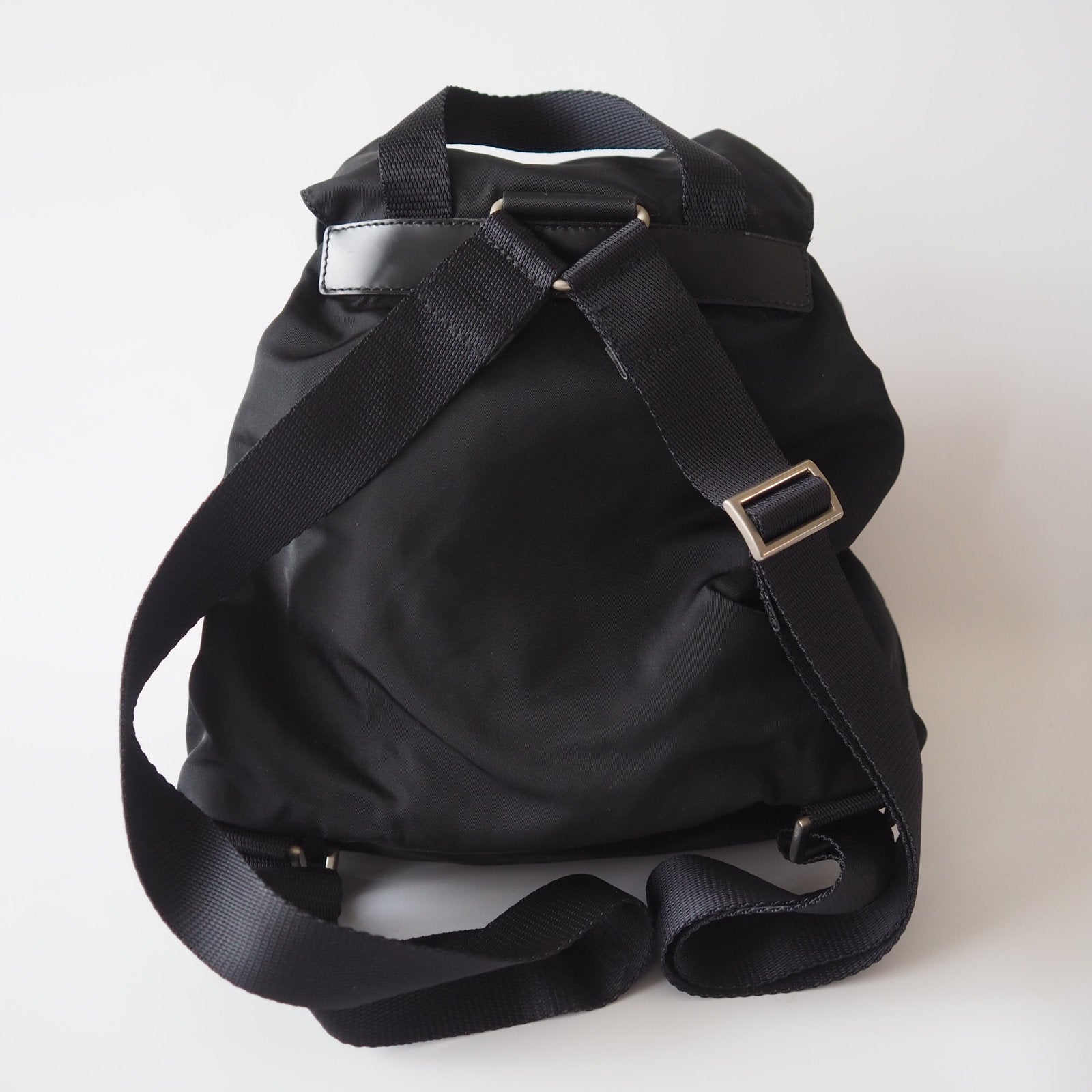 PRADA Nylon Backpack Bag Black Logo Purse Authentic