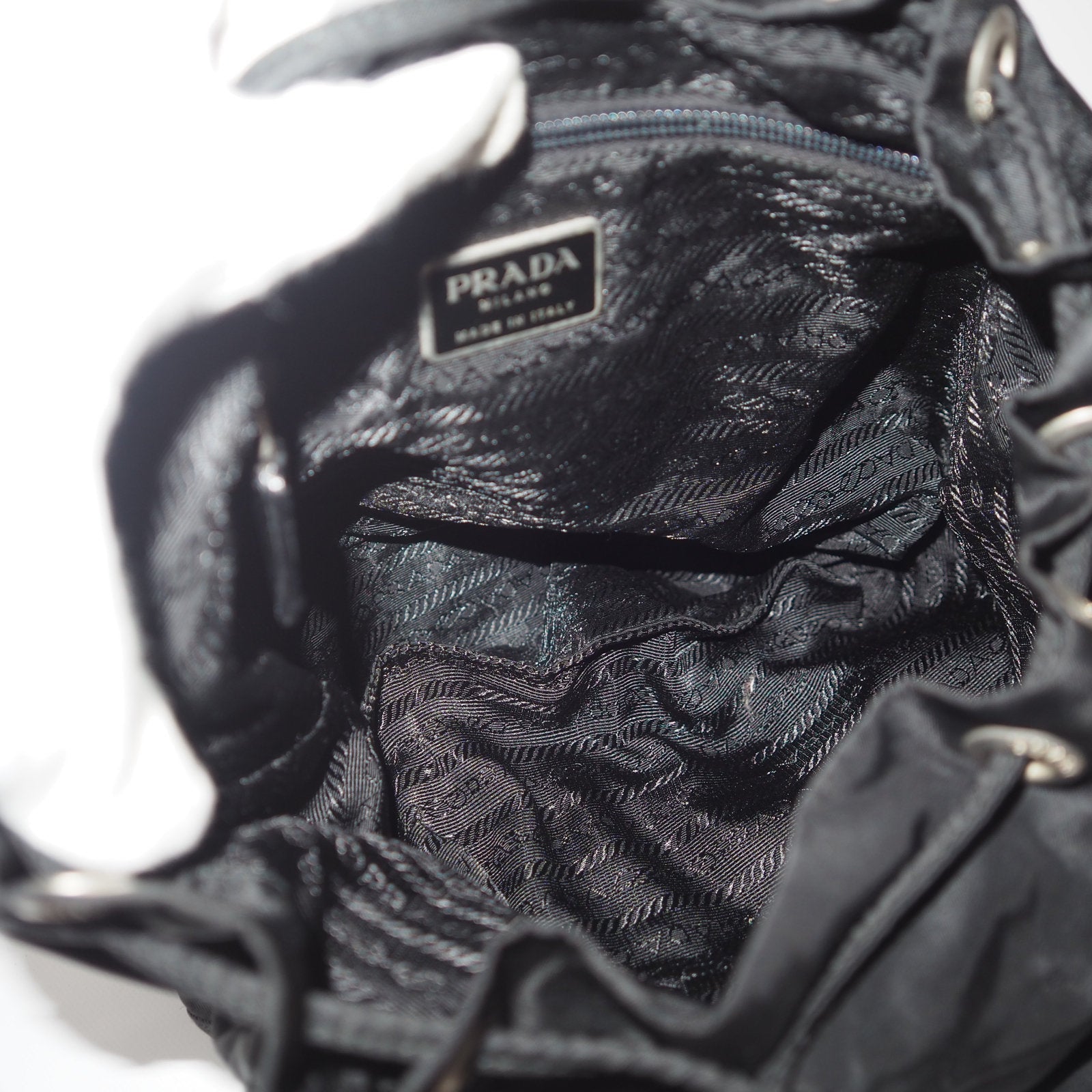 PRADA Nylon Backpack Bag Black Logo Purse Authentic