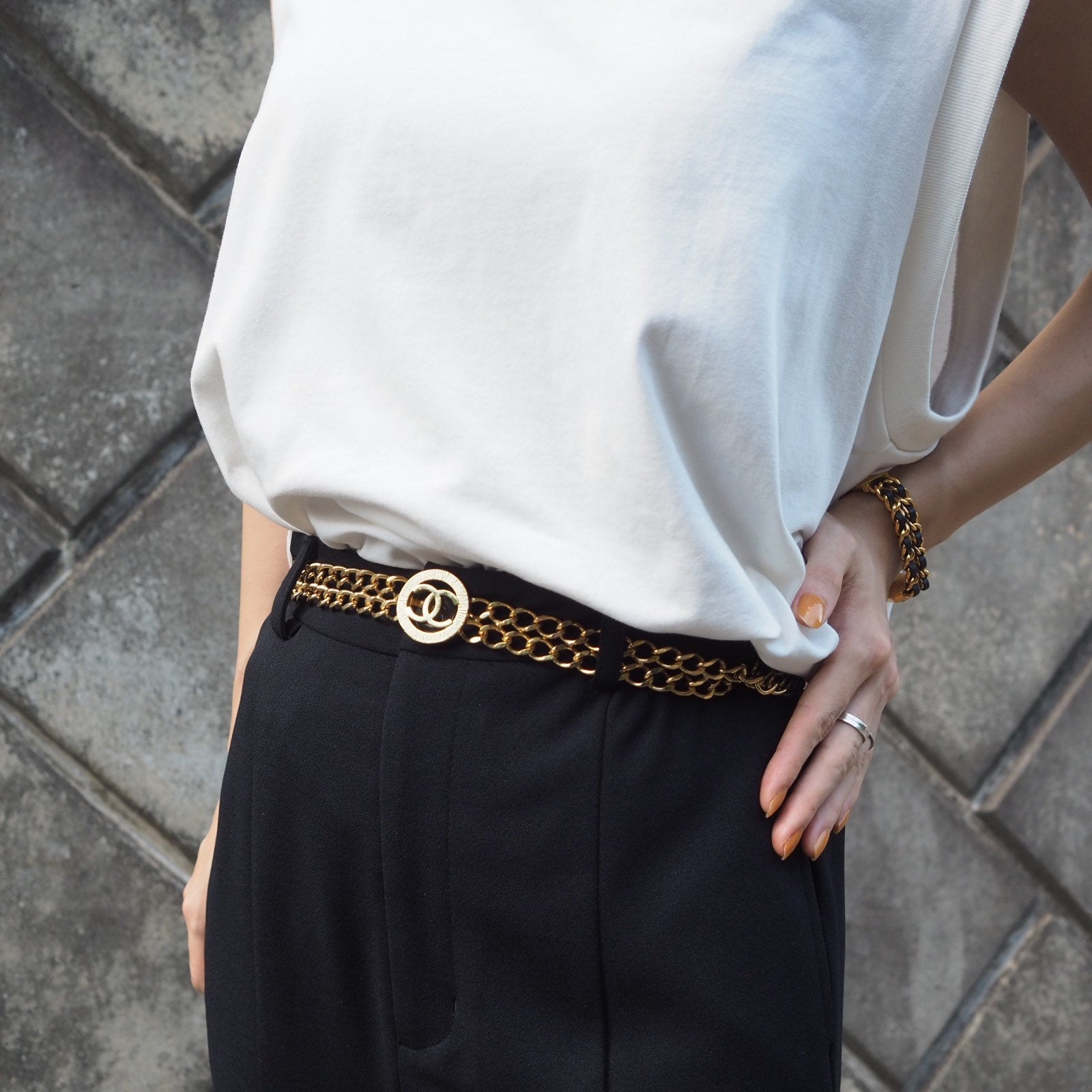CHANEL Chain Belt CC Gold color Authentic