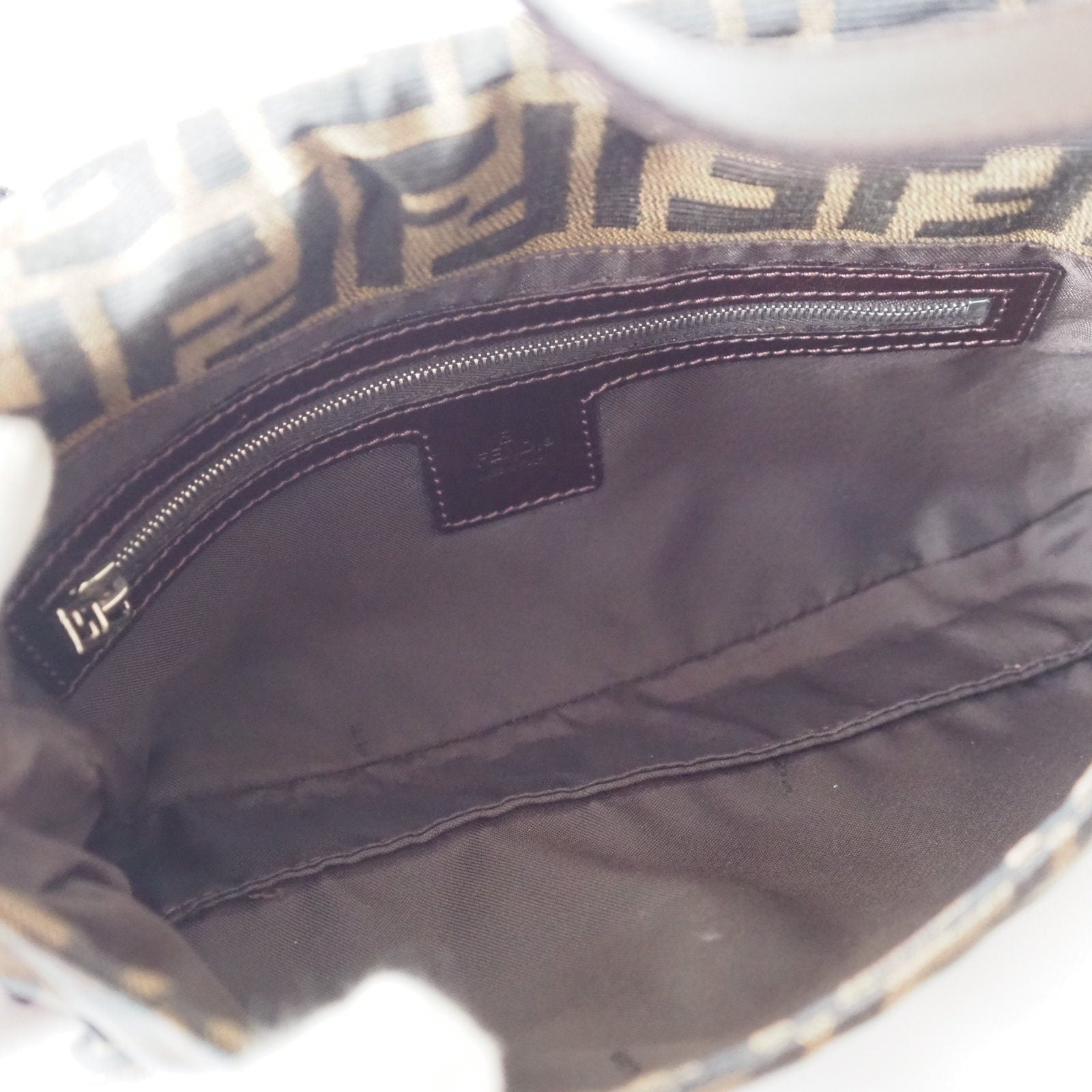 FENDI Zucca Canvas Leather mamma bucket Bag 26424 Authentic