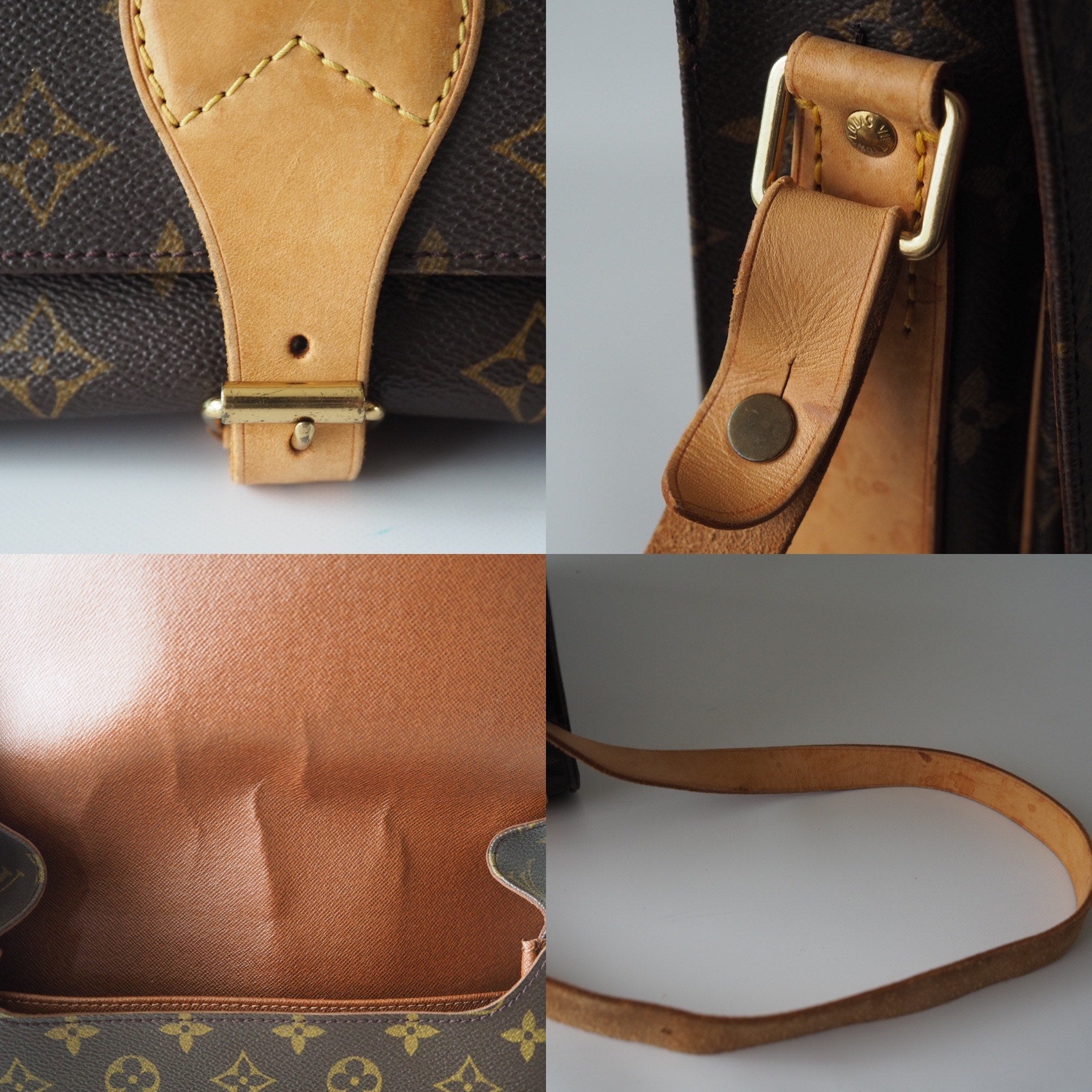 LOUIS VUITTON Monogram Cartouchiere GM Cross Body Shoulder Bag Authentic
